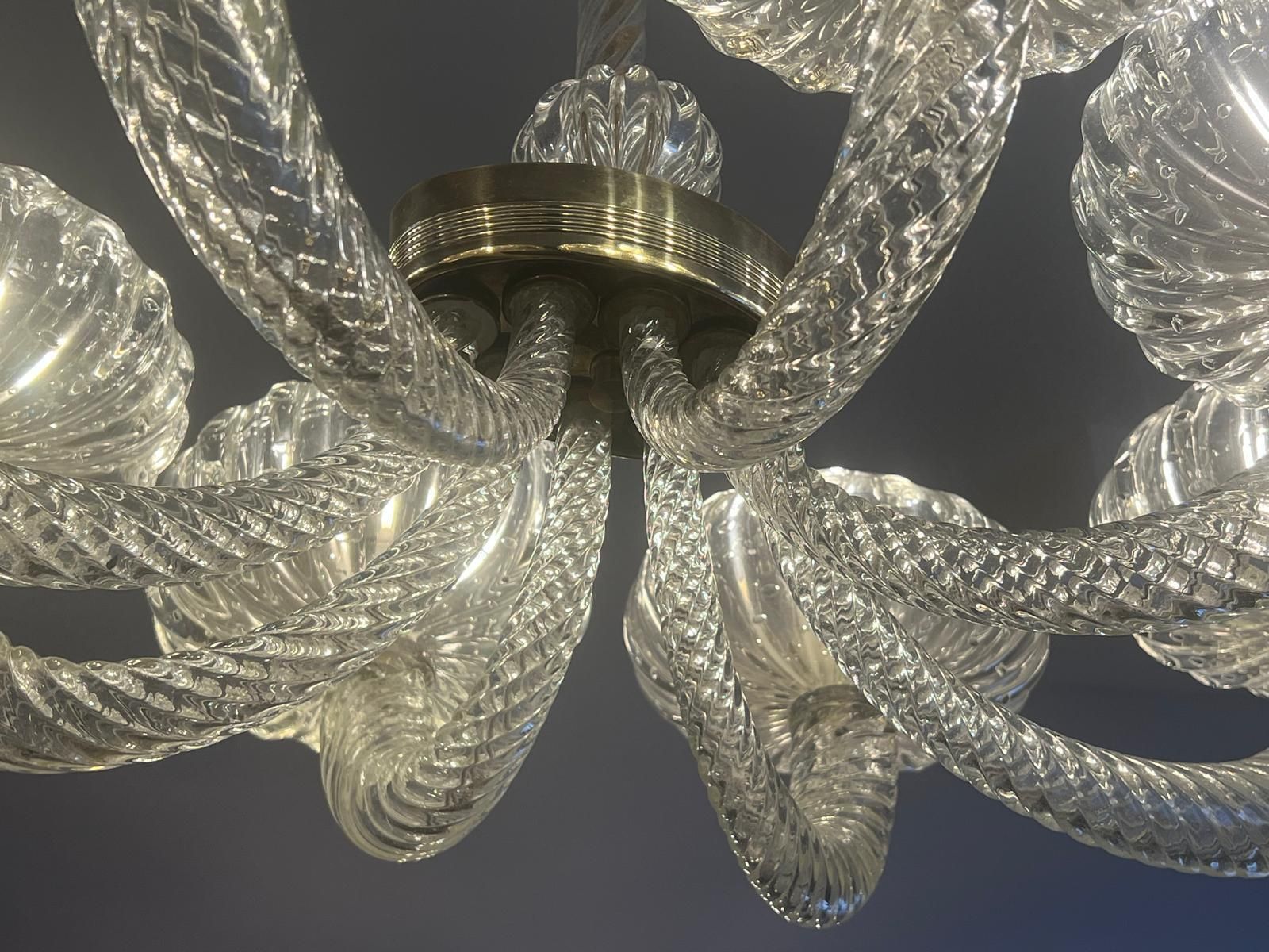 photo vintage Chandelier By Barovier & Toso, Murano, 1940s