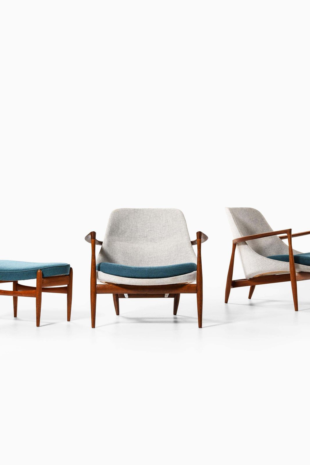 Set Of Easy Chairs In Wool And Teak By Ib Kofod Larsen, 1956 photo furniture