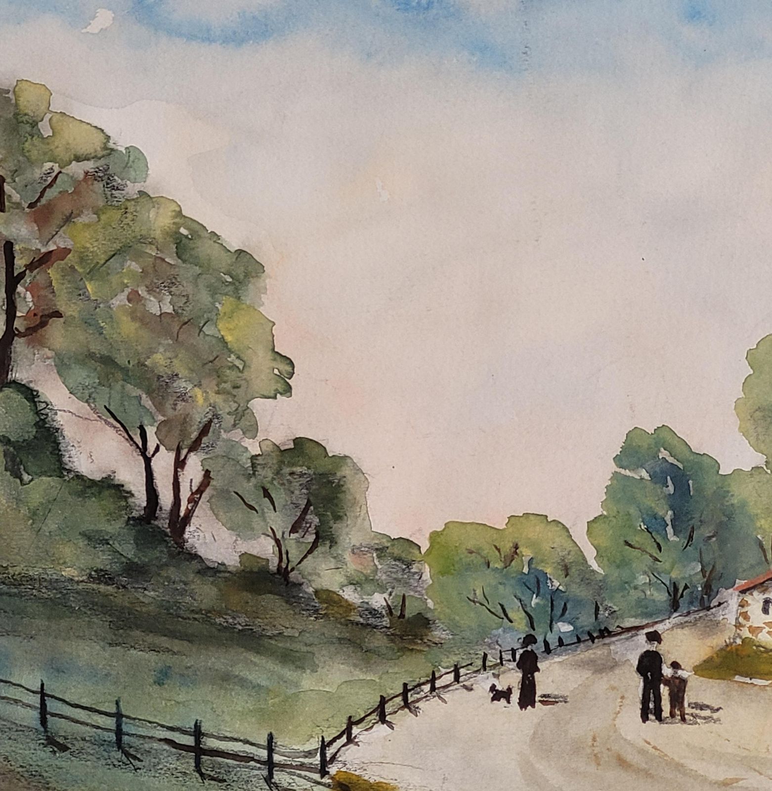 J Martycountryside Village Scene Landscape. Watercolor On Paper. 35.5cm X 45cm.. photo 372.0