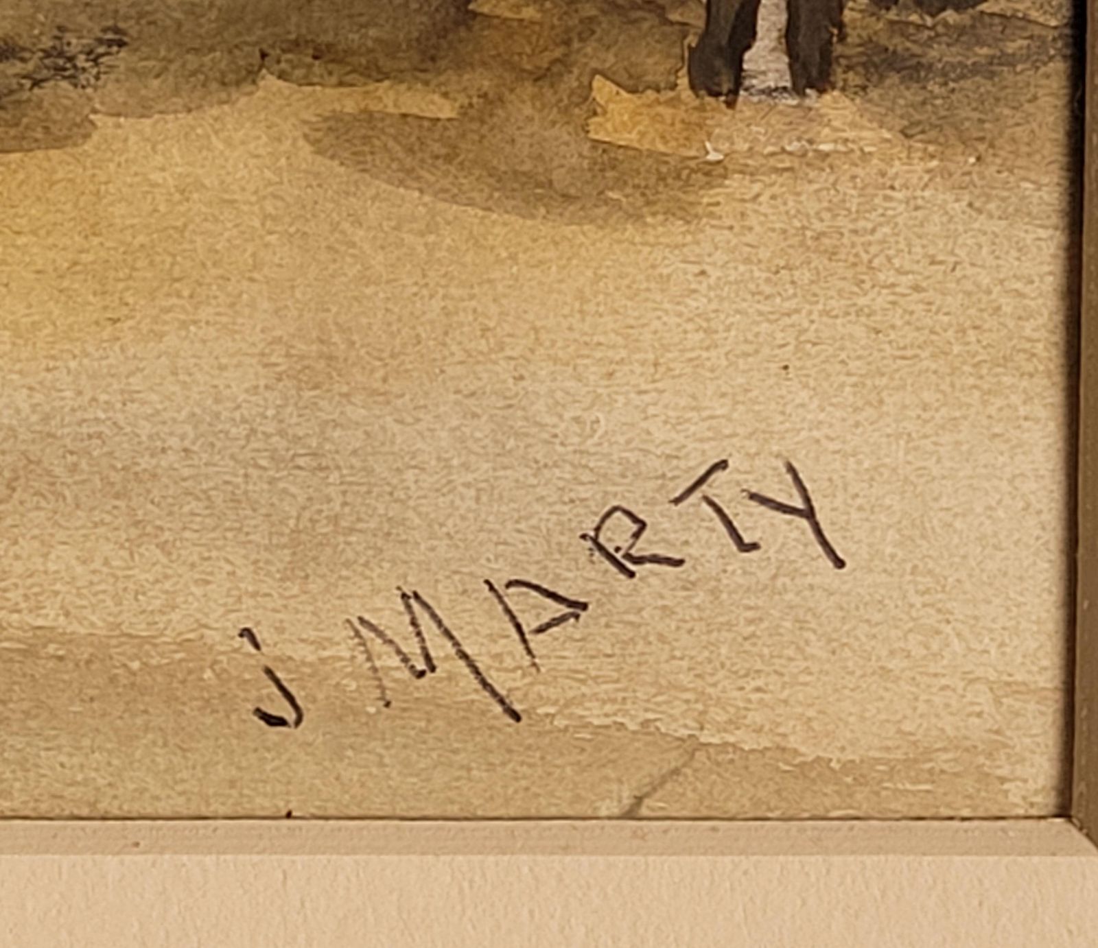 372.0 J Martycountryside Village Scene Landscape. Watercolor On Paper. 35.5cm X 45cm.. photo