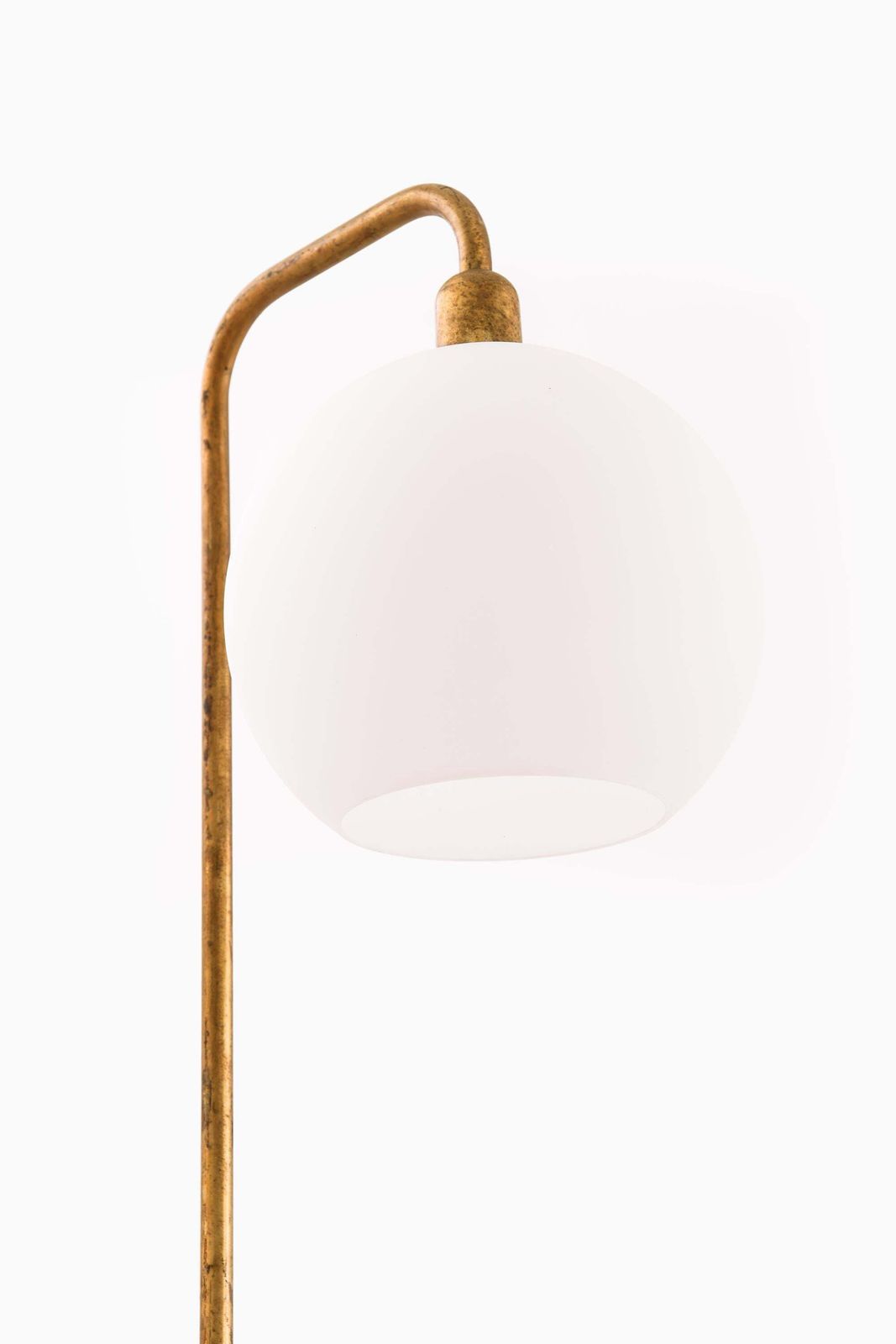 Rare Floor Lamps In Brass And Opaline Glass, 1950s photo for sale
