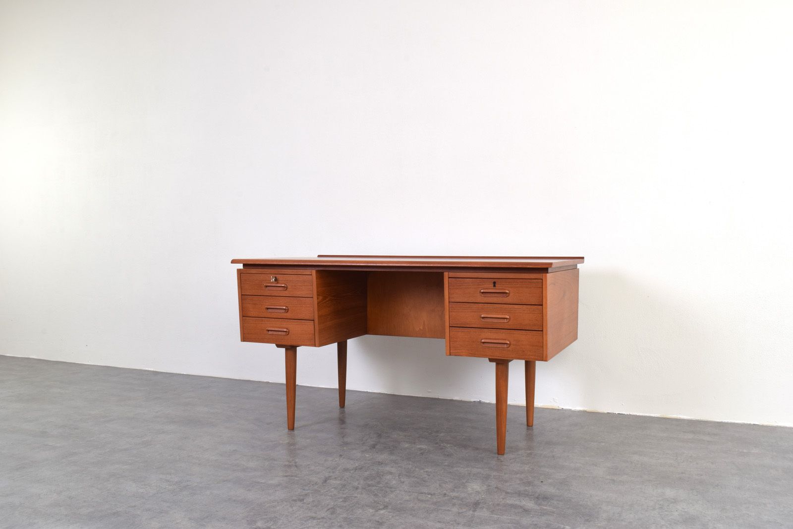 Furniture Mid Century Danish Teak Executive Desk, 1960s. photo