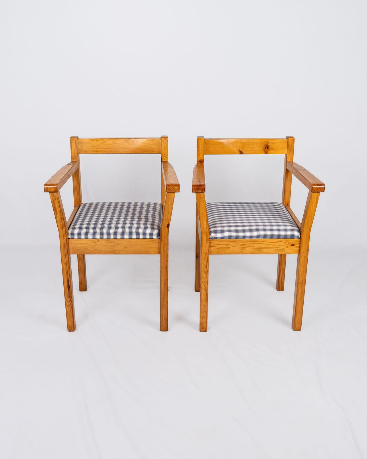 Pair Of Gingham Chairs, Made In France, 1980s photo for sale