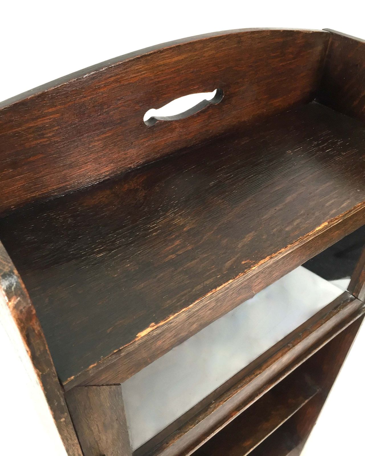 Antique Wooden Oak & Glazed Bookcase / Book Shelf Display Freestanding C.1930 photo furniture