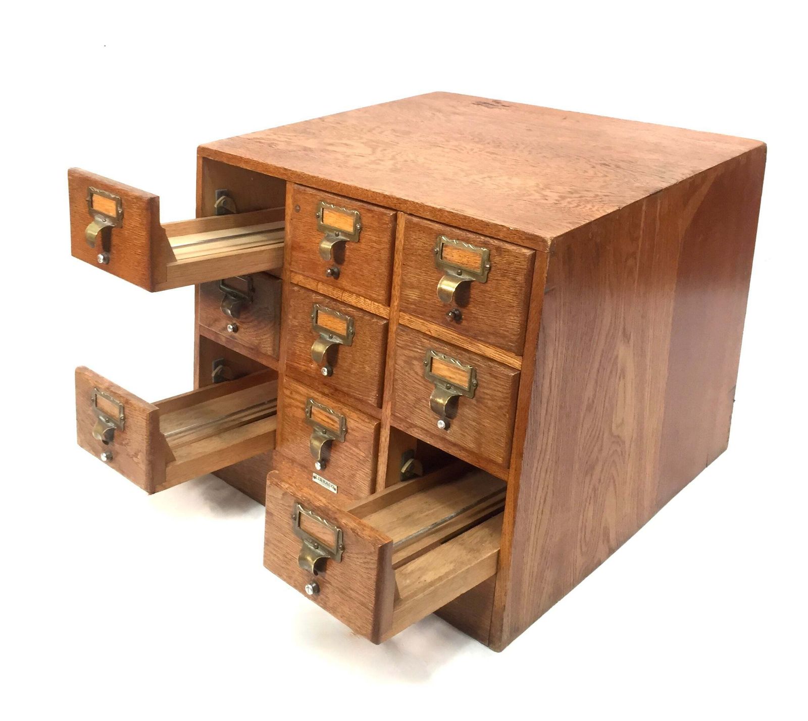 Antique Wooden Libraco Desktop Oak Stationery Index Filing Card Drawers Cabinet photo furniture
