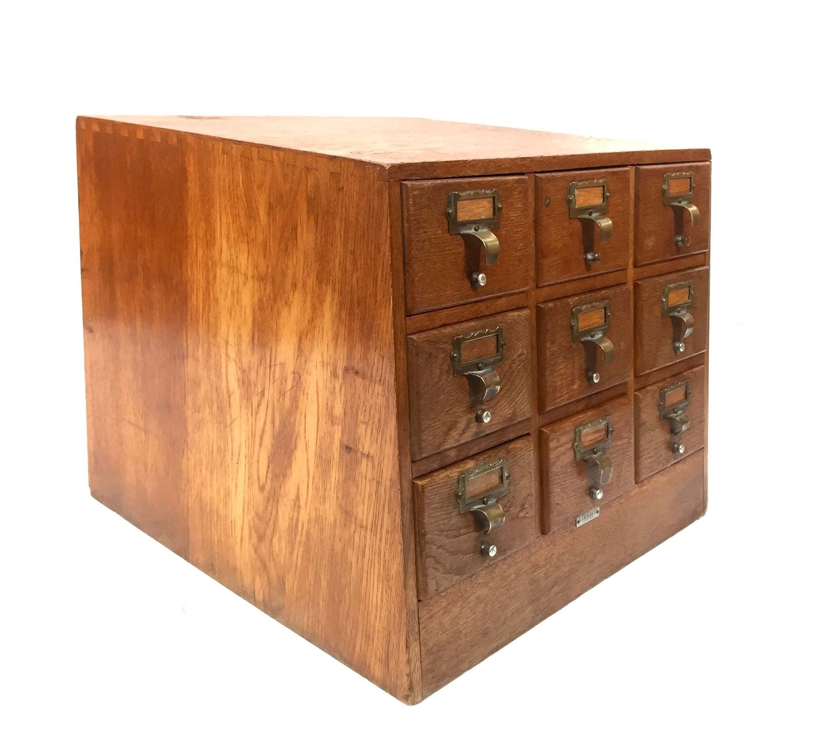Antique Wooden Libraco Desktop Oak Stationery Index Filing Card Drawers Cabinet photo 299.0