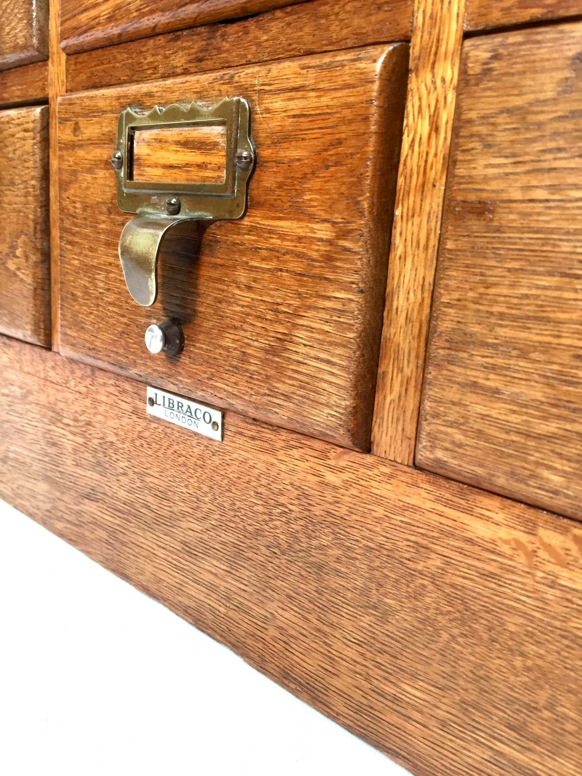 photo vinterior Antique Wooden Libraco Desktop Oak Stationery Index Filing Card Drawers Cabinet