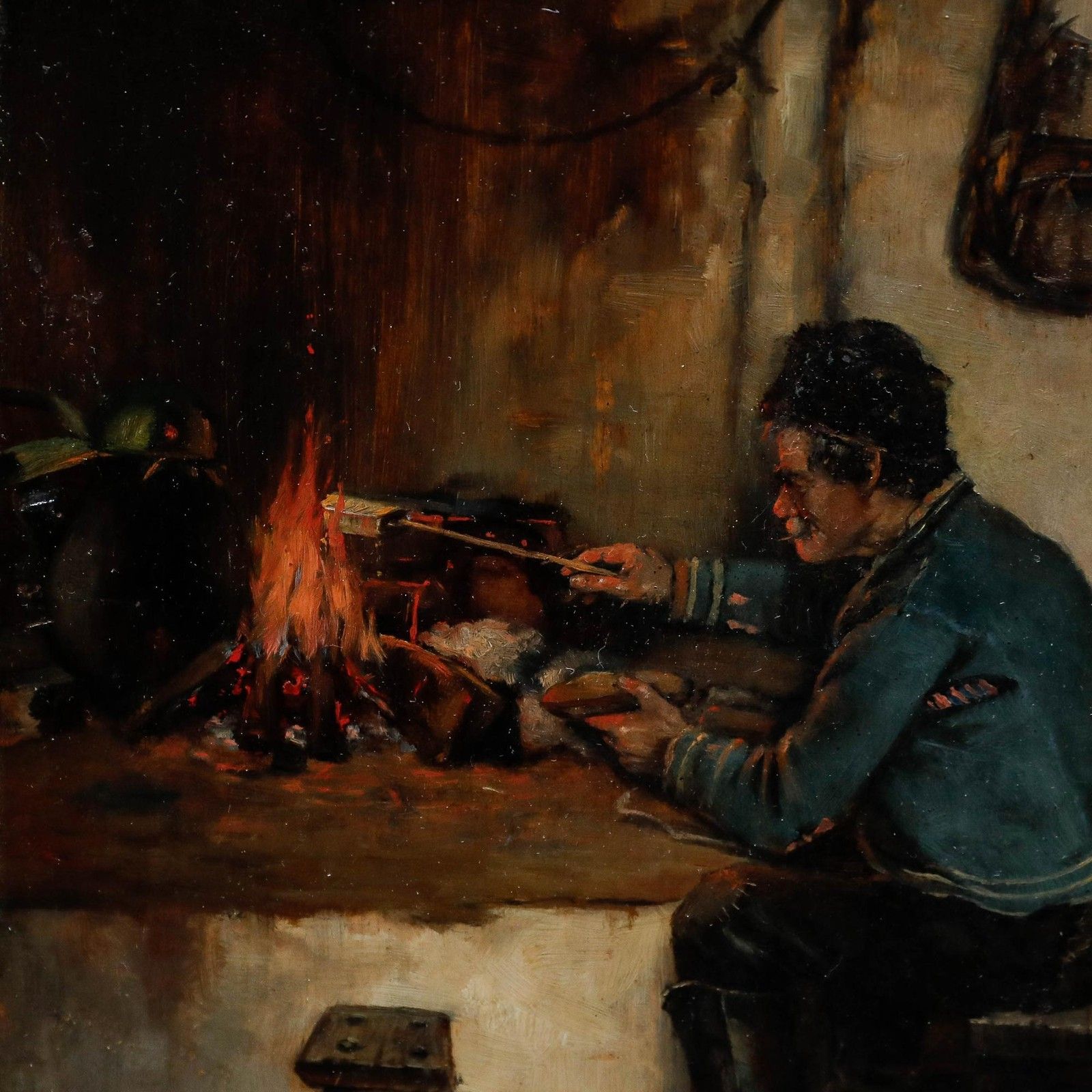Antal Neogrady (1861 1942) Framed 1882 Oil, Tending The Fire photo 450.0