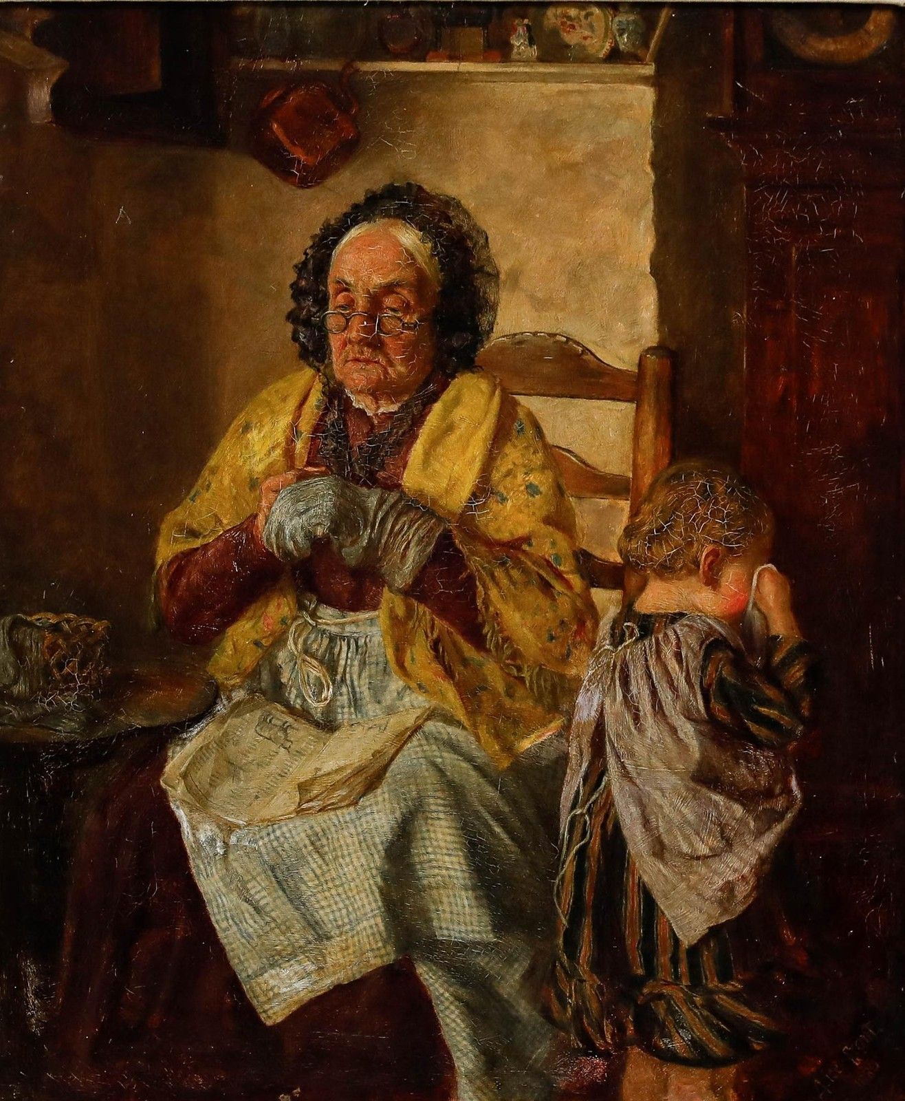 Alice Grant Framed 1880 Oil, In Disgrace photo furniture