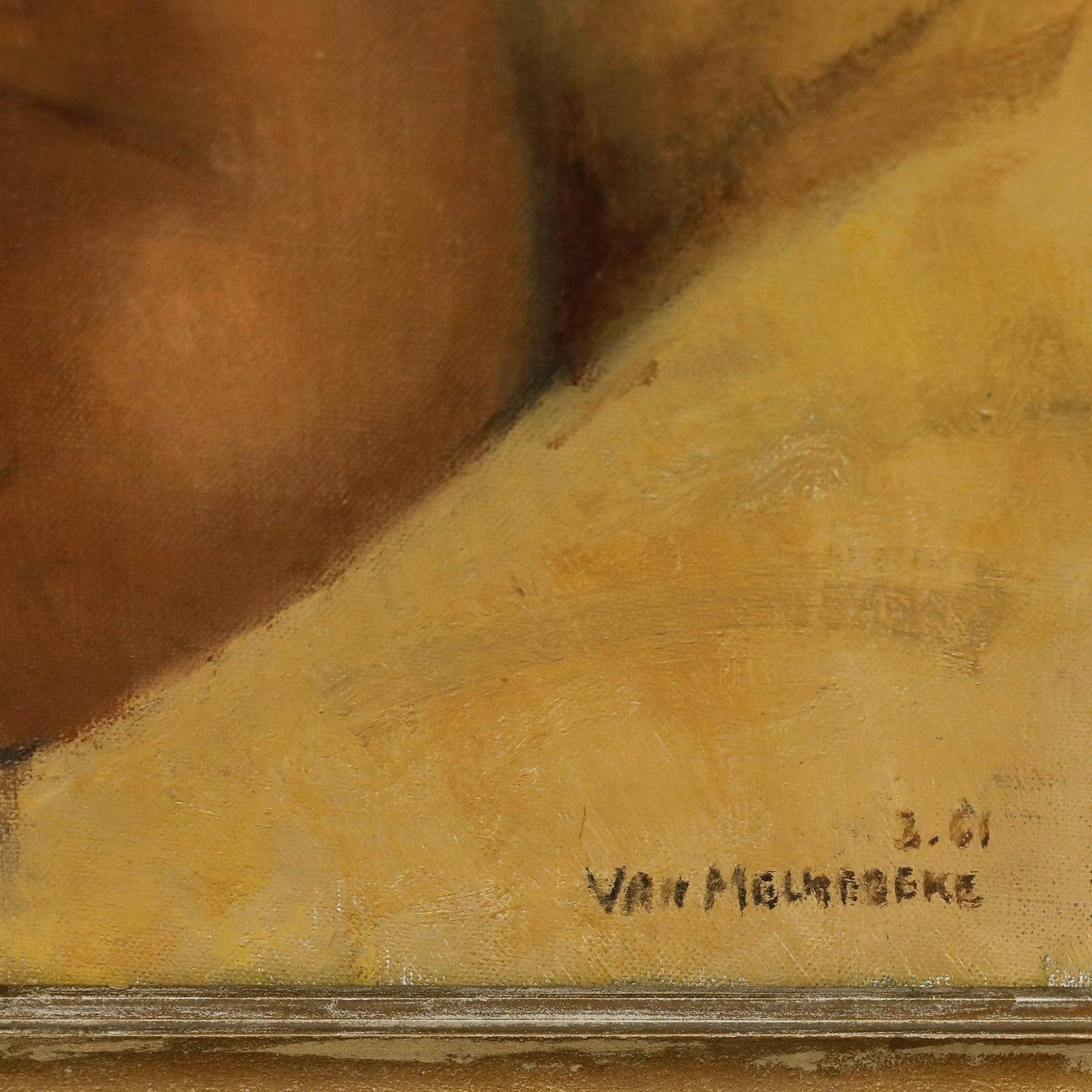 Jacques Van Melkebeke (1904 1983) Framed Mid 20th Century Oil, Sitting Nude photo vintage