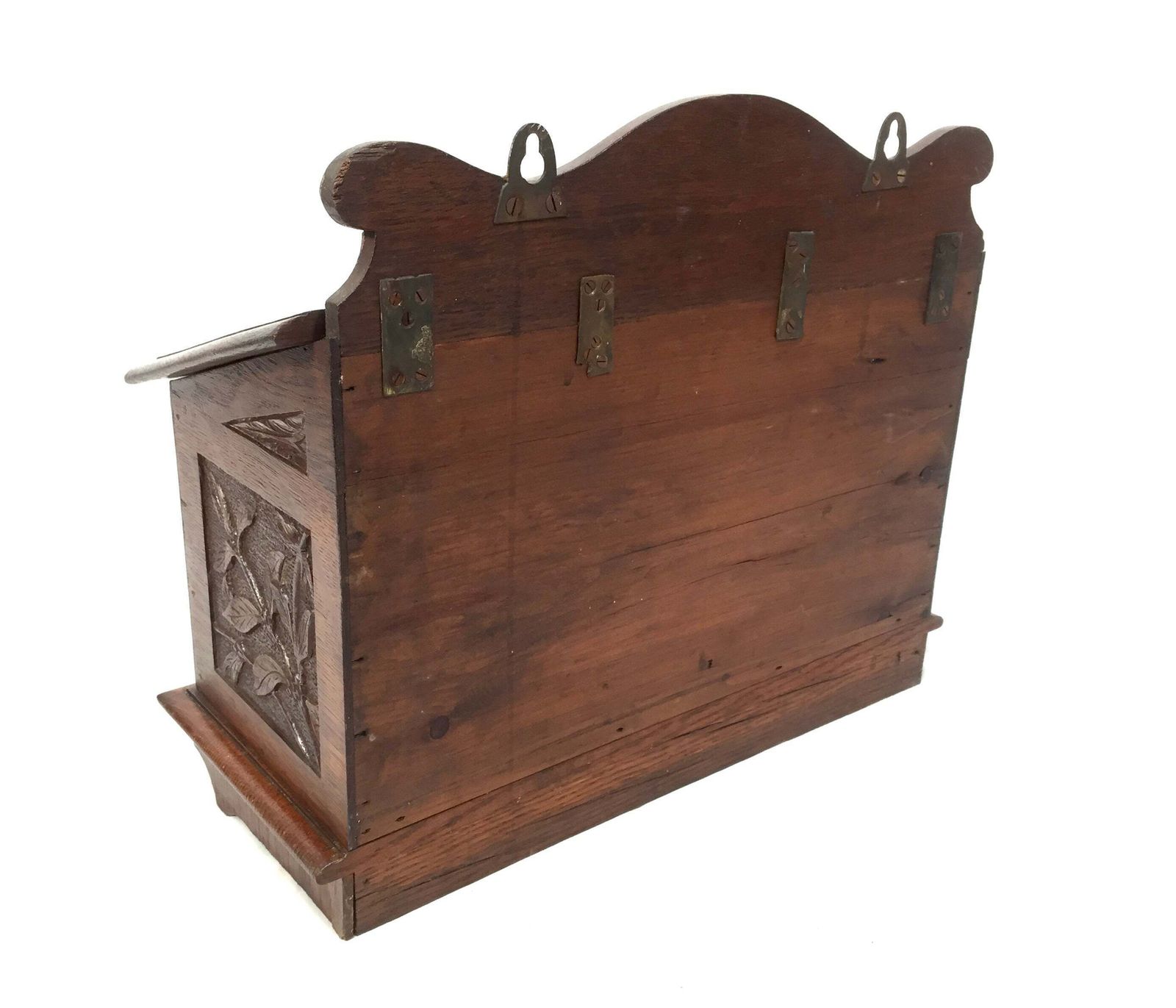 459.0 Antique 19th Century Wooden Oak Country House Carved Letter Box / Storage Box photo