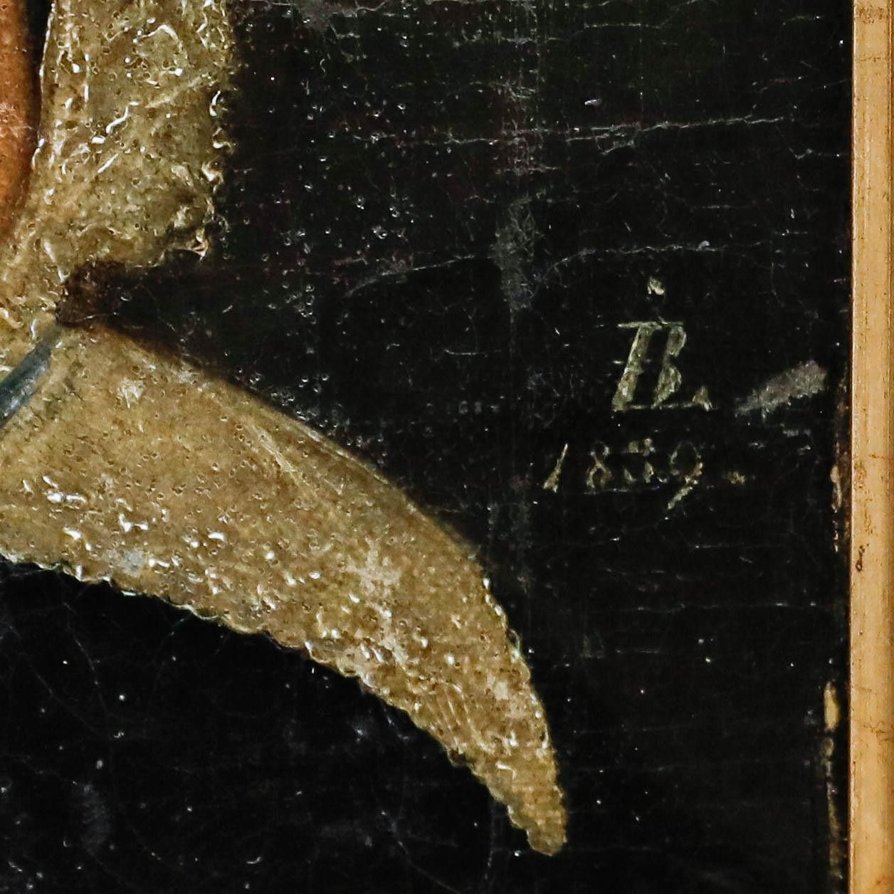 Biedermeier 1839 Oil Portrait Of A Lady photo vintage