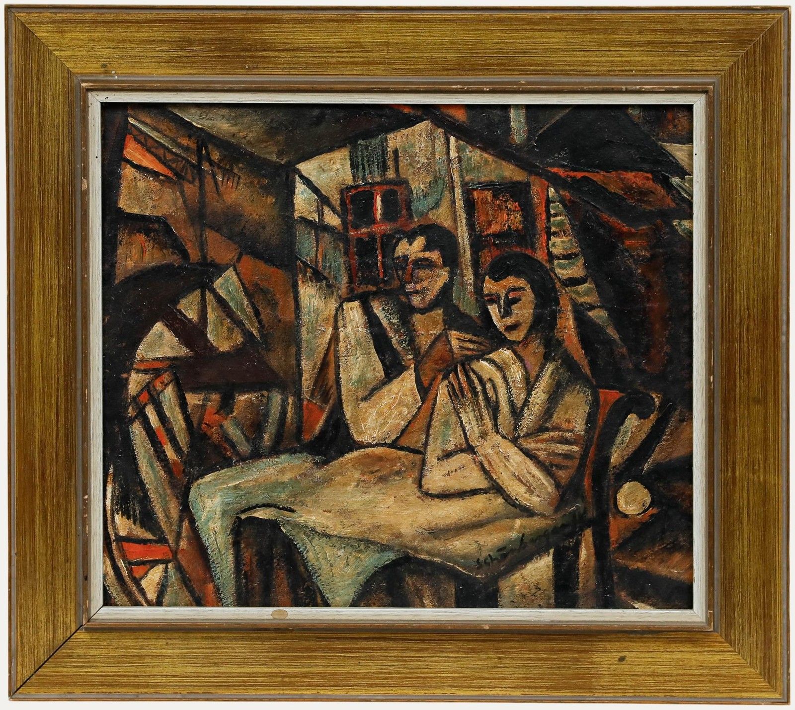 Manner Of Armand Schönberger (1885 1974) Oil, Couple In Contemplation