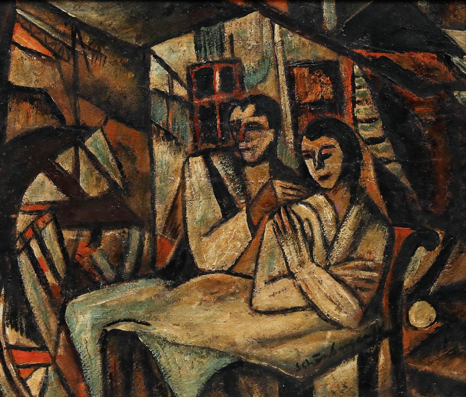 Manner Of Armand Schönberger (1885 1974) Oil, Couple In Contemplation photo furniture