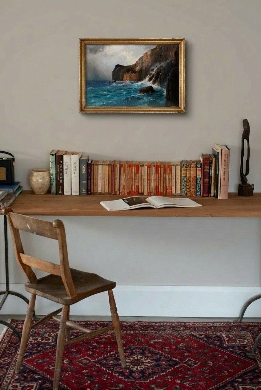 K. A. Bauer Early 20th Century Oil, Stormy Sea photo for sale