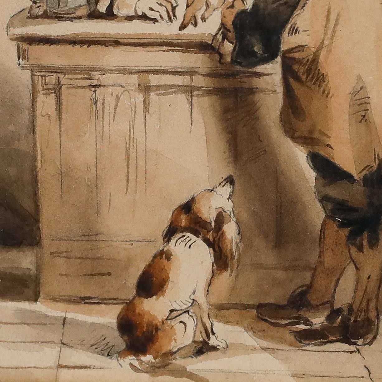 J. Theys Framed 19th Century Watercolour, At The Inn photo 195.0
