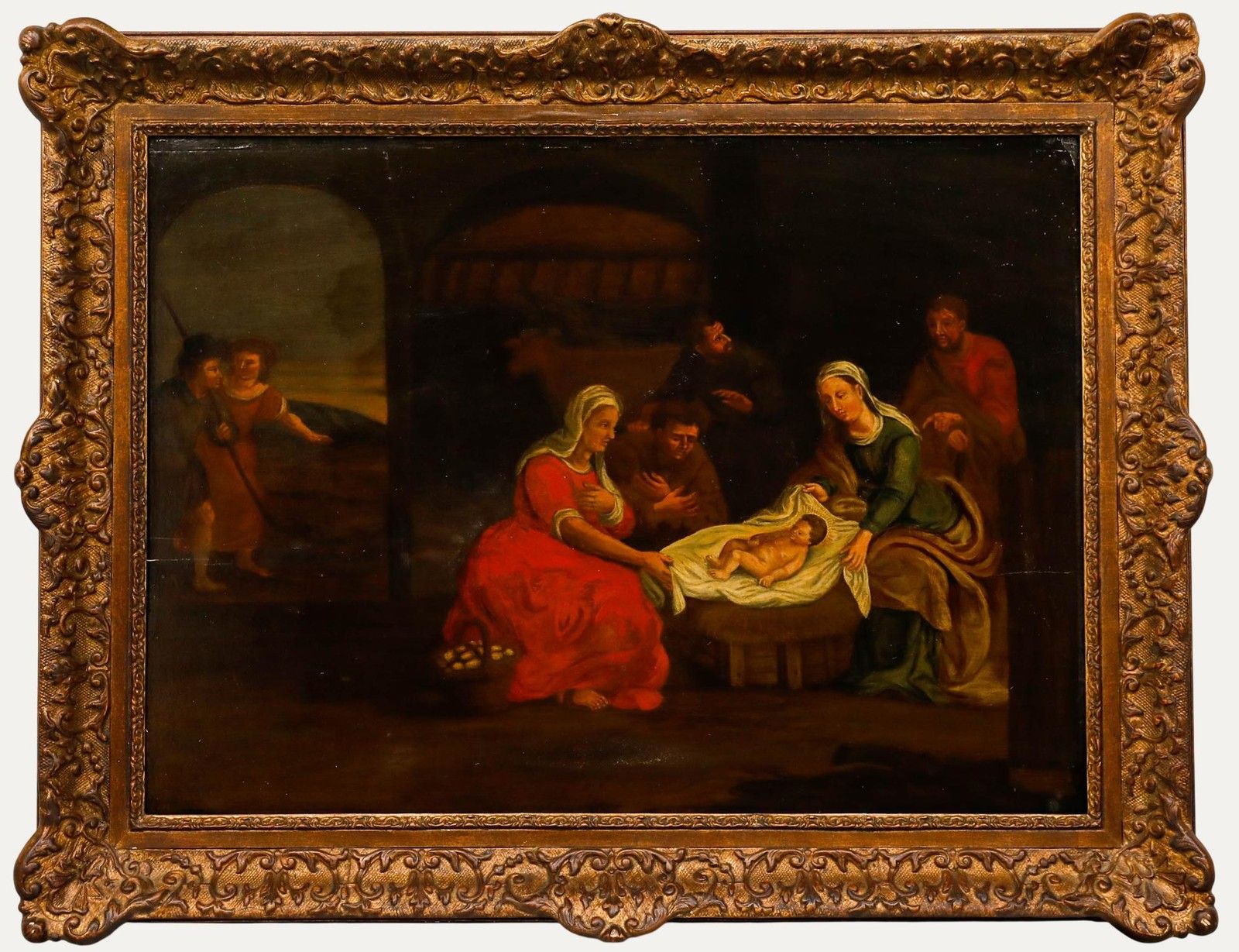European School Early 19th Century Oil The Nativity