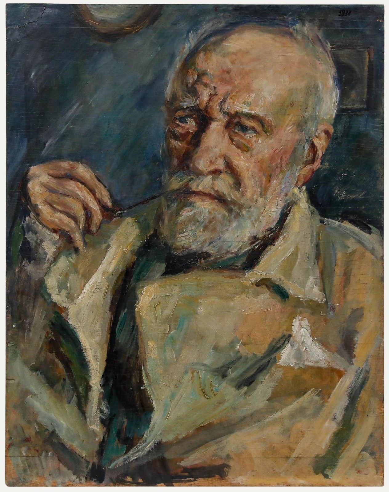 Susi Zimmermann (B.1883) 1938 Oil, Portrait Of A Gentleman Smoking A Pipe