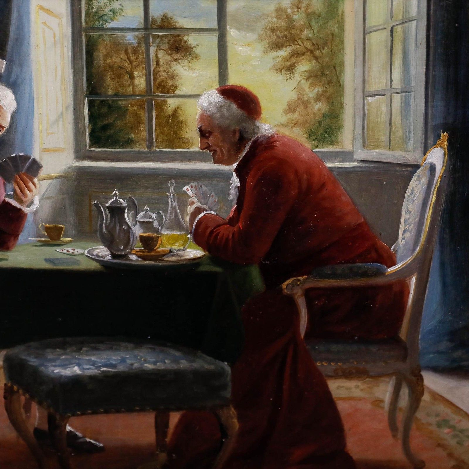 August Hermann Knoop (1856 1919) 1919 Oil, Cardinal Playing Cards photo Art