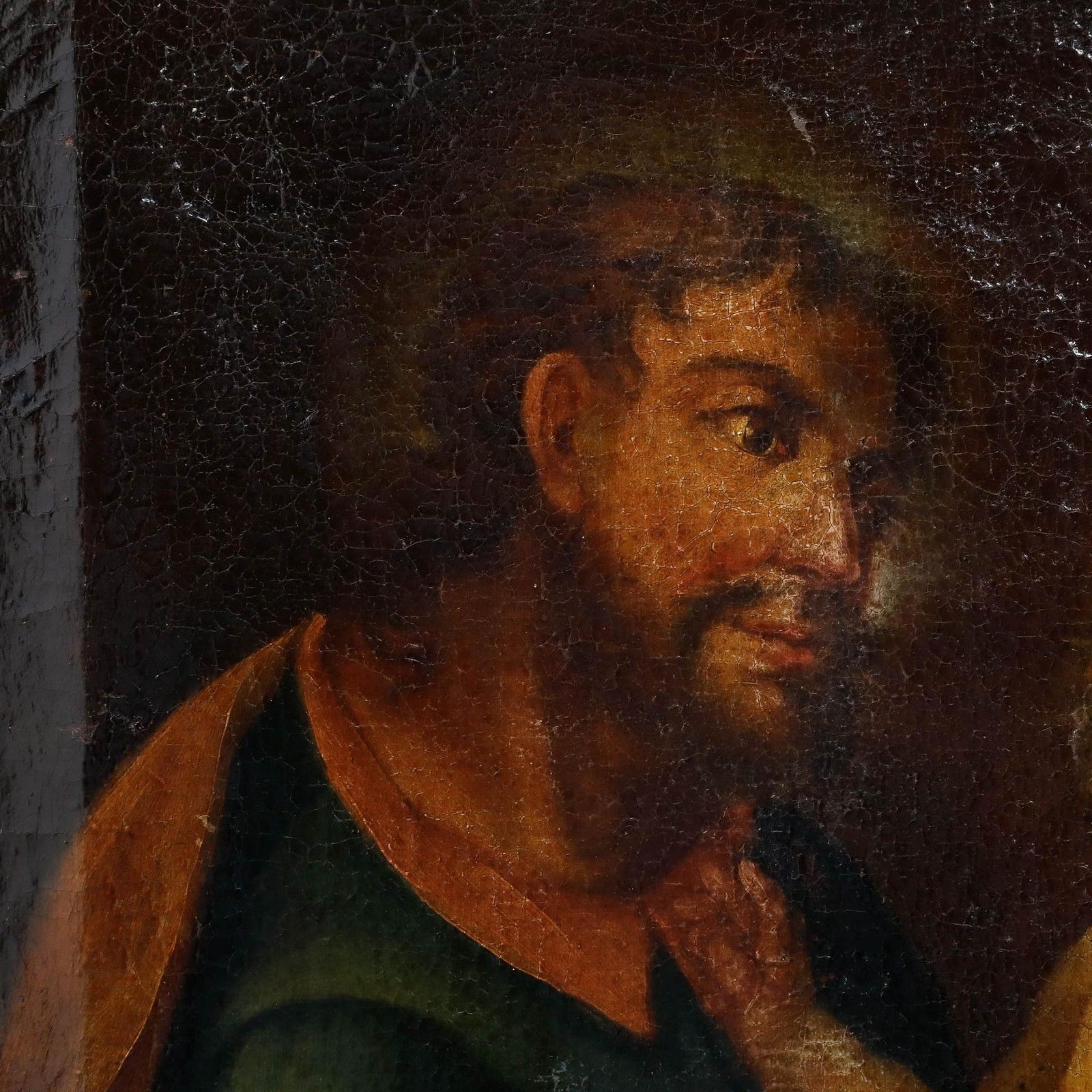 For Restoration 18th Century Oil Jesus And Joseph photo Art