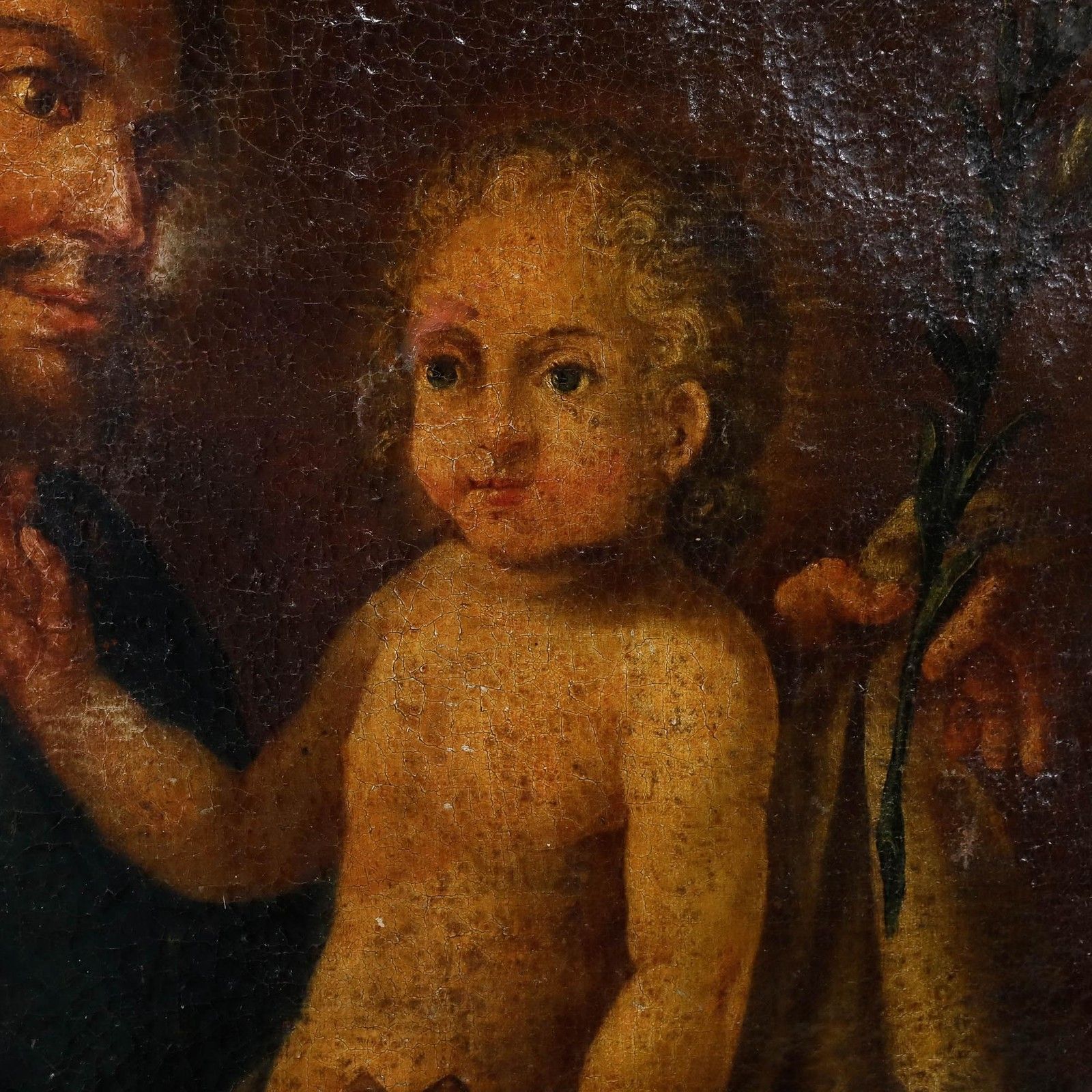 For Restoration 18th Century Oil Jesus And Joseph photo 495.0