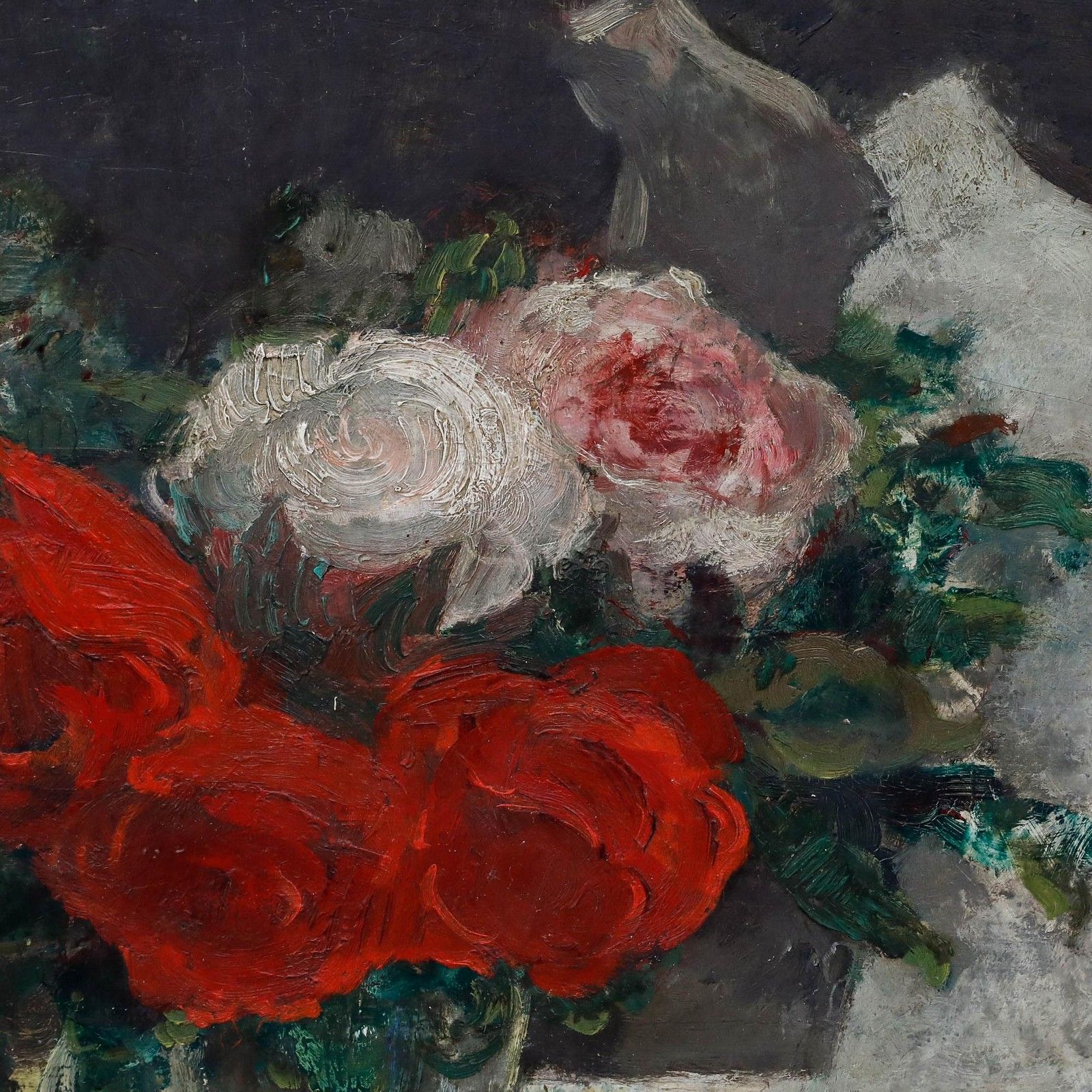 Marnix D'haveloose (1885 1973) Framed Oil, Still Life With Roses photo 395.0