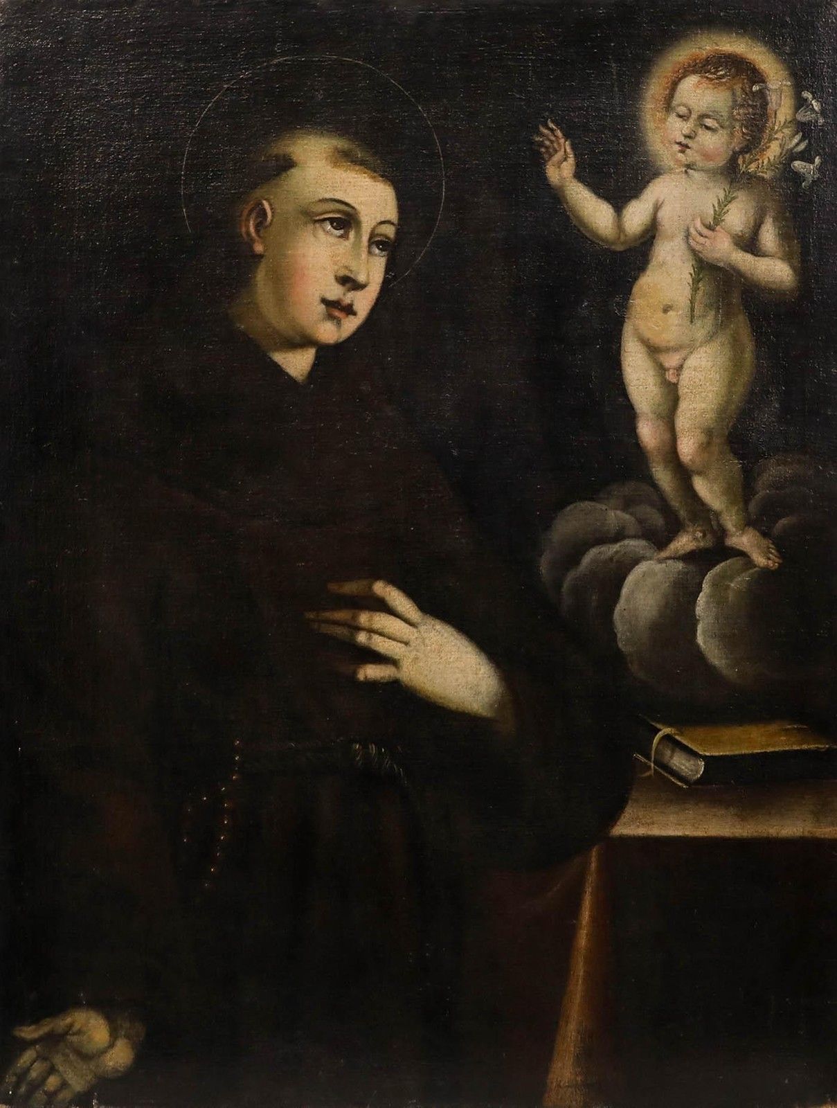 17th Century Oil Saint Anthony Of Padua With The Infant Jesus photo furniture