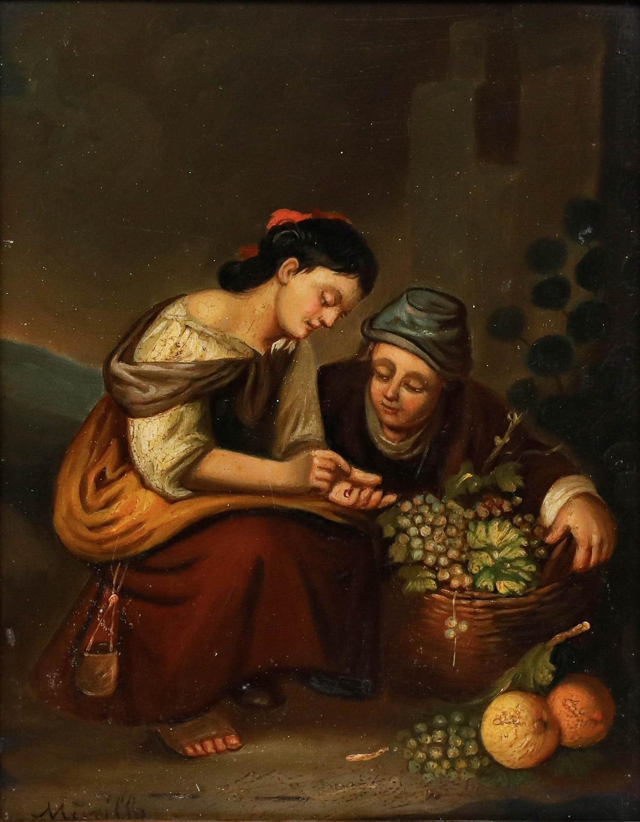 After Bartolome Esteban Murillo (1618 1682) Oil, The Little Fruitseller photo furniture