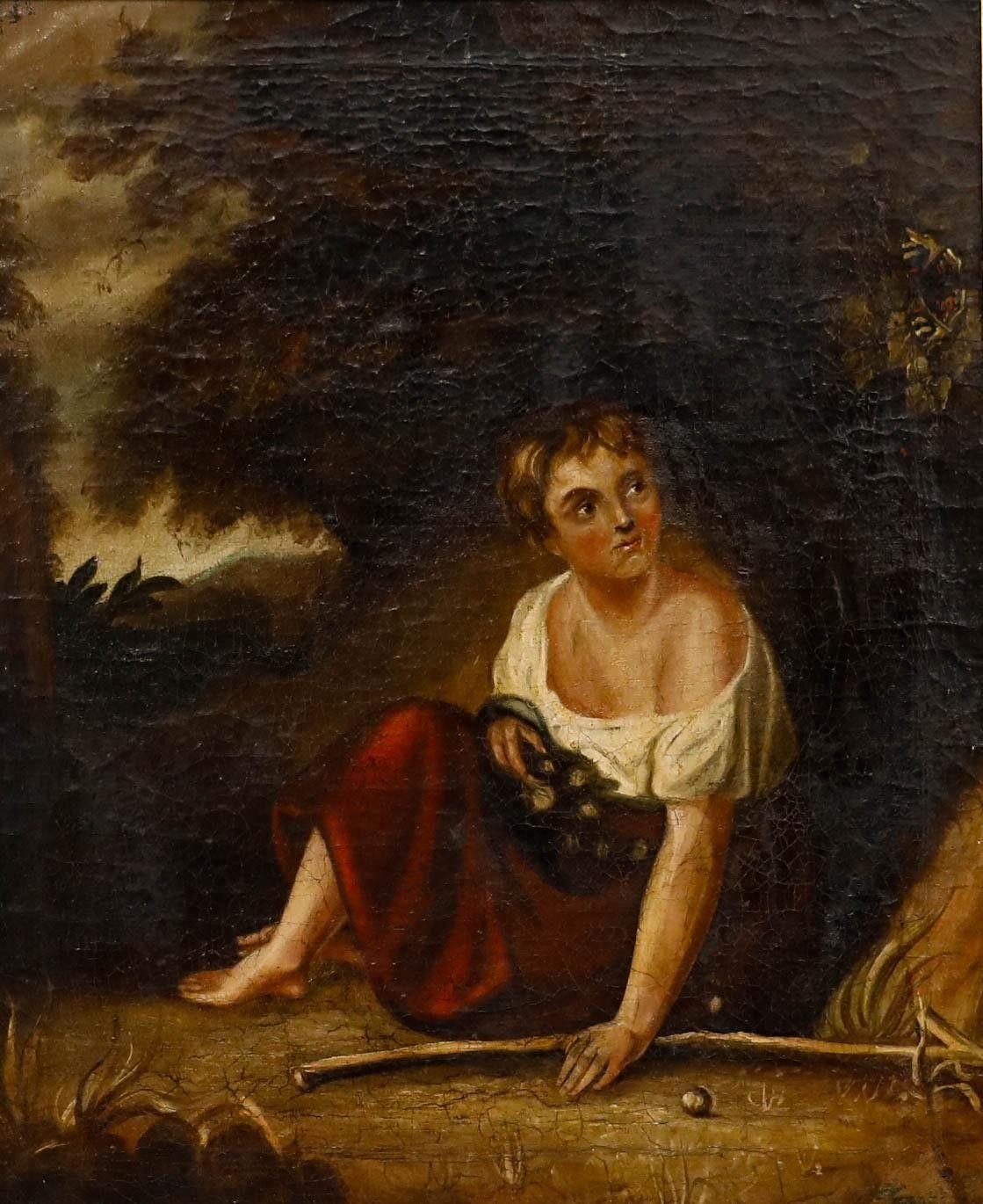 Framed 19th Century Oil Resting In A Wooded Glade photo furniture