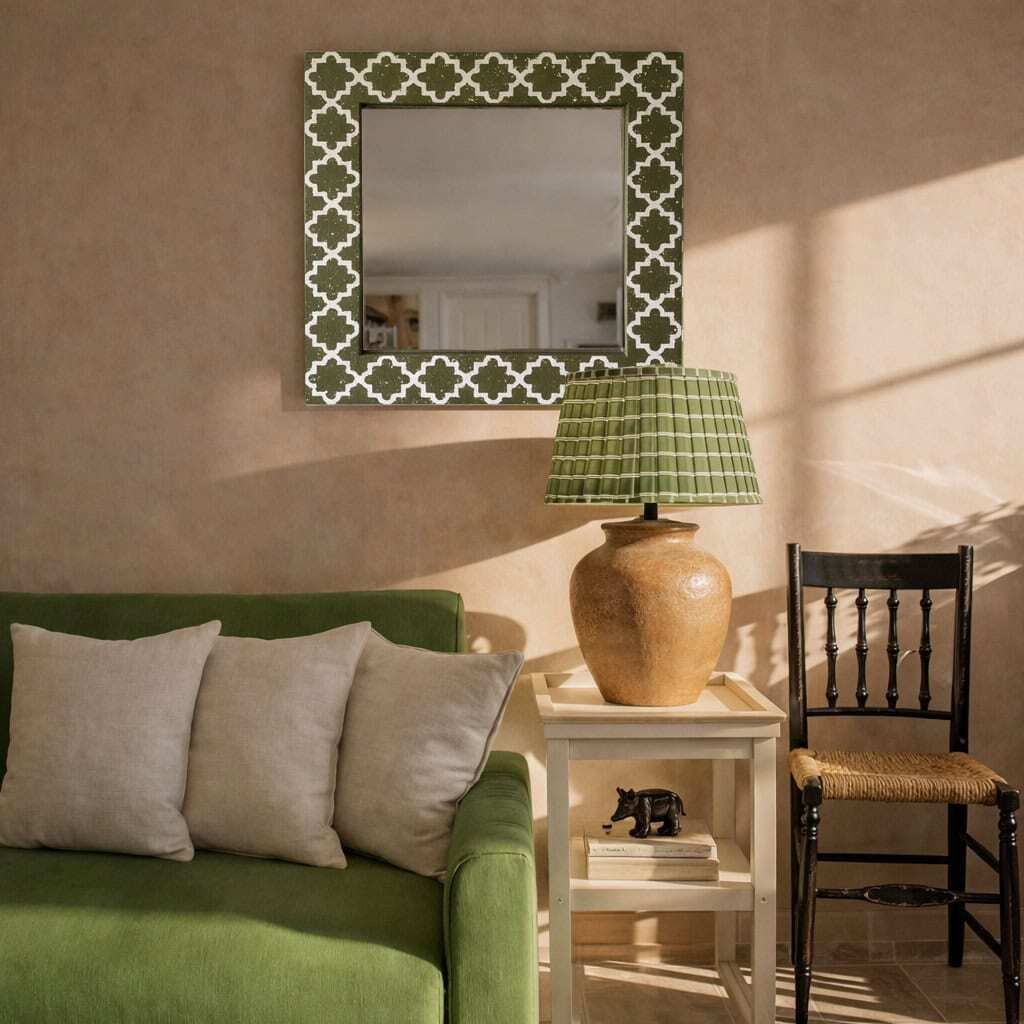 Geometric Moorish Pattern Bespoke Painted Mirror photo furniture