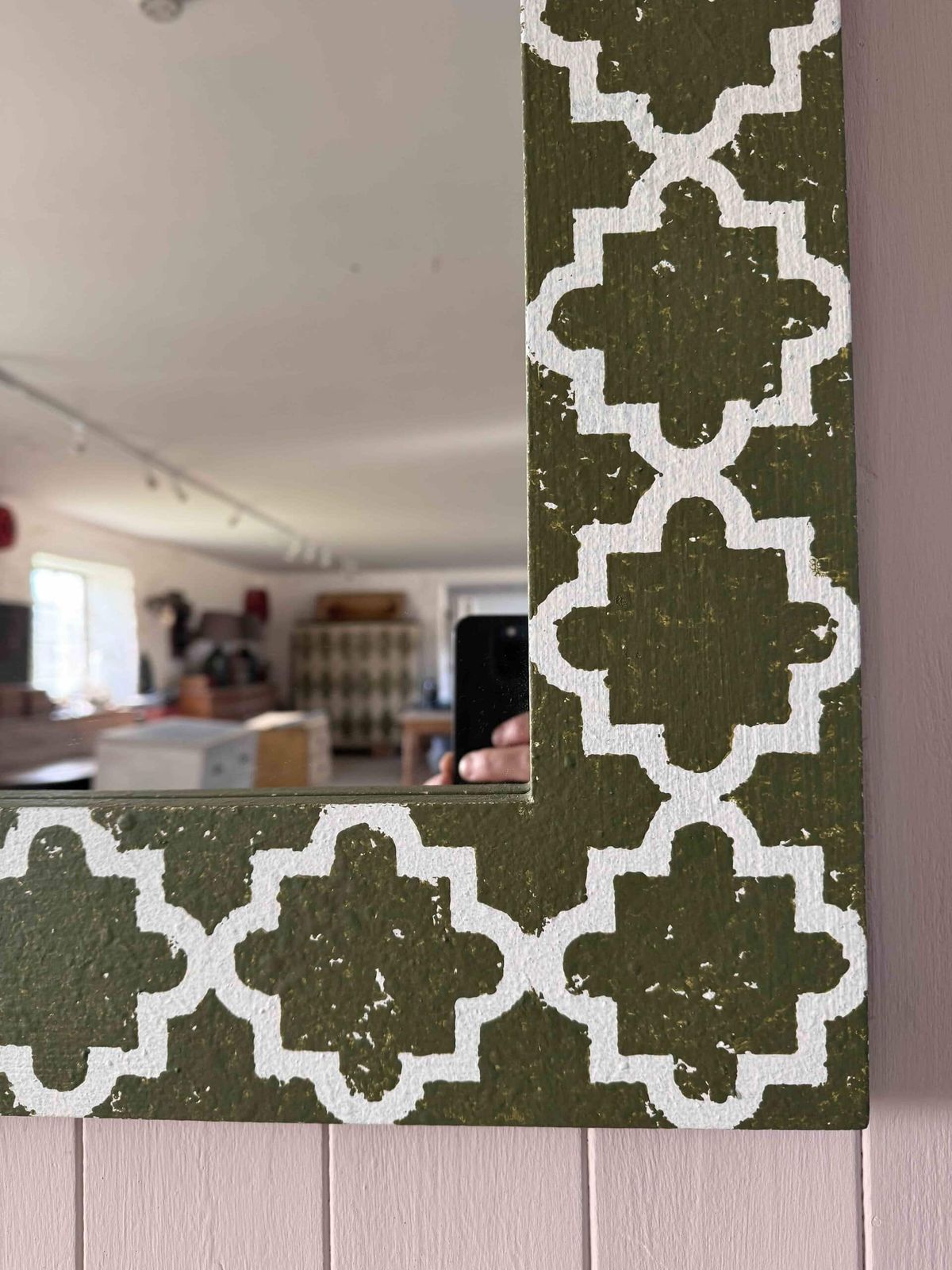 Geometric Moorish Pattern Bespoke Painted Mirror photo 462.0