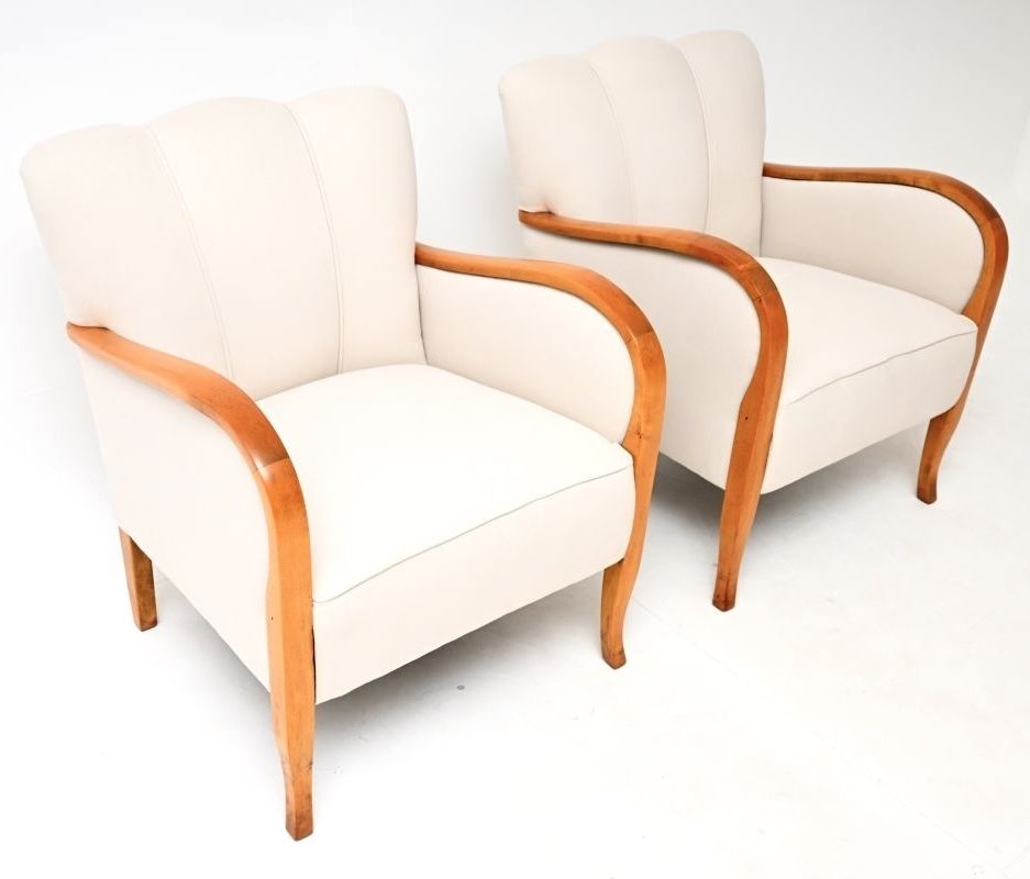 Pair Of Swedish Art Deco Armchairs In Satin Birch photo Furniture