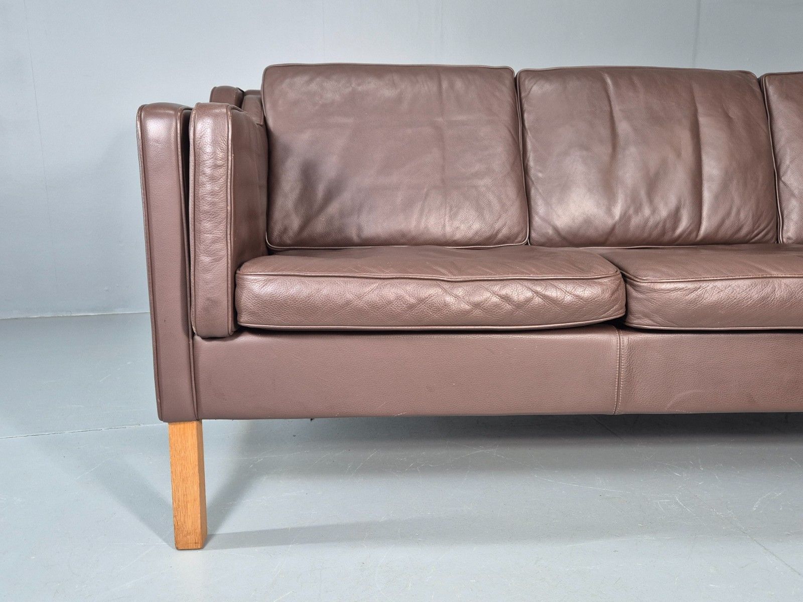 Vintage 3 Seater Sofa Mid Century Retro Brown Leather Mogensen  Eb11637 M3ss photo Furniture