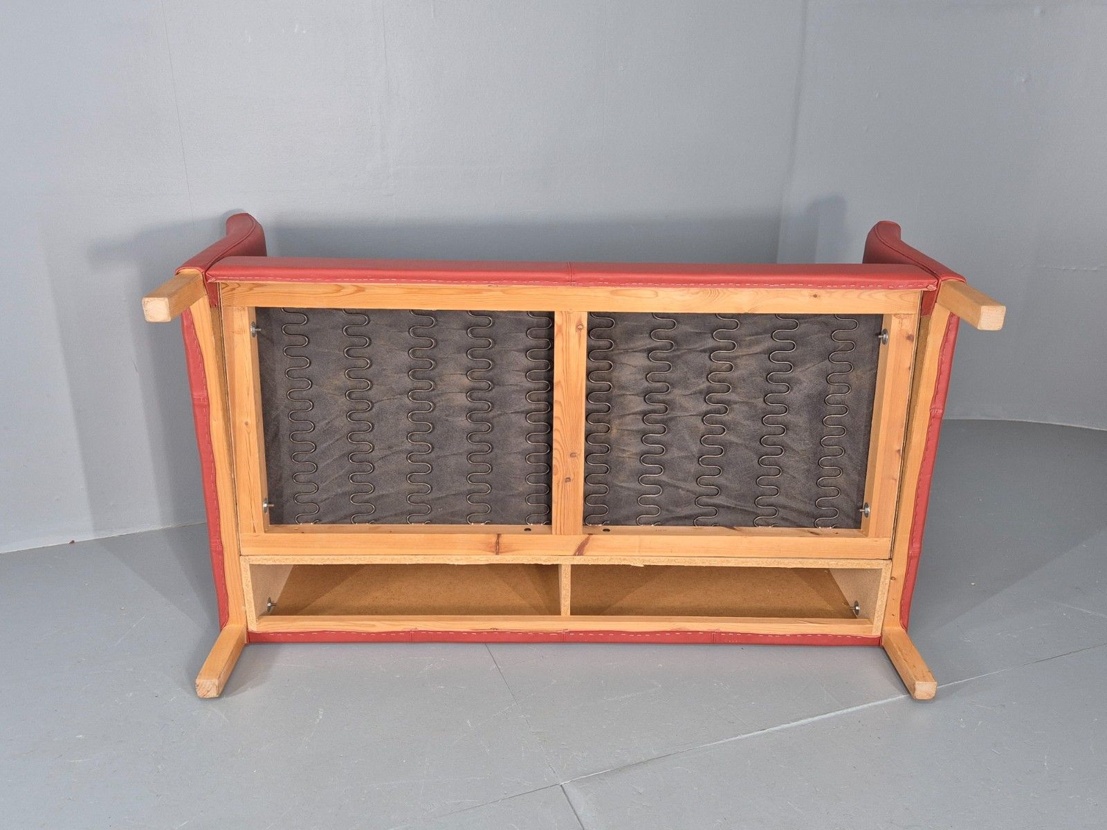 Vintage Danish 2 Seater Danish Skalma Red Leather 1980s Retro Mcm Eb10512 M2ss photo vintage