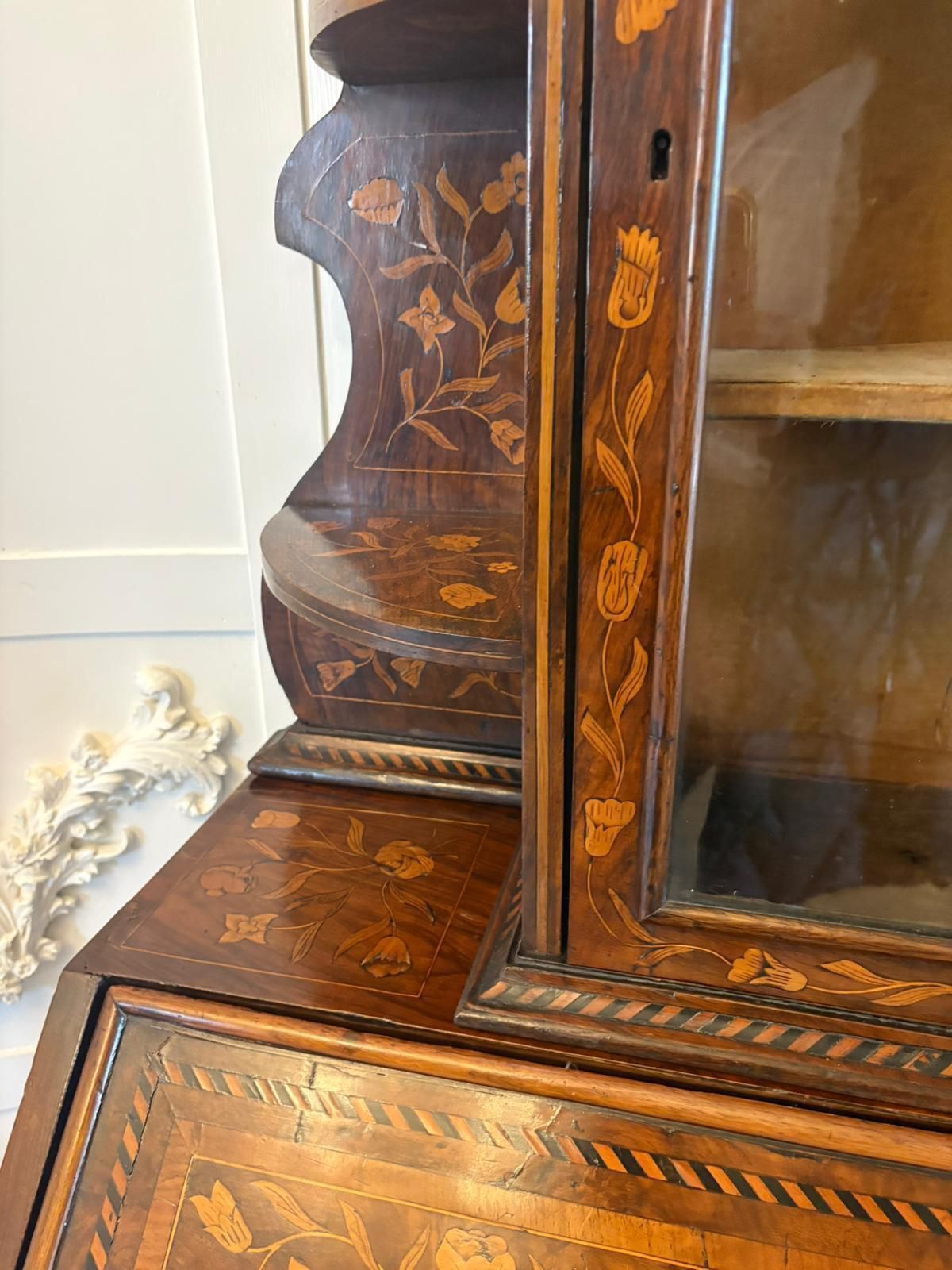 10885.0 Antique Dutch Marquetry Walnut Bookcase photo