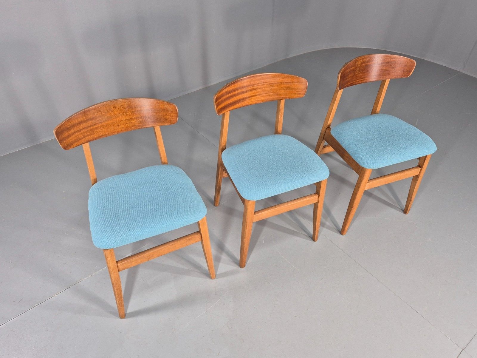 3 Vintage Dining Chairs Mid Century Design New Seats 1960s Retro  Eb11936 Mdin photo Furniture