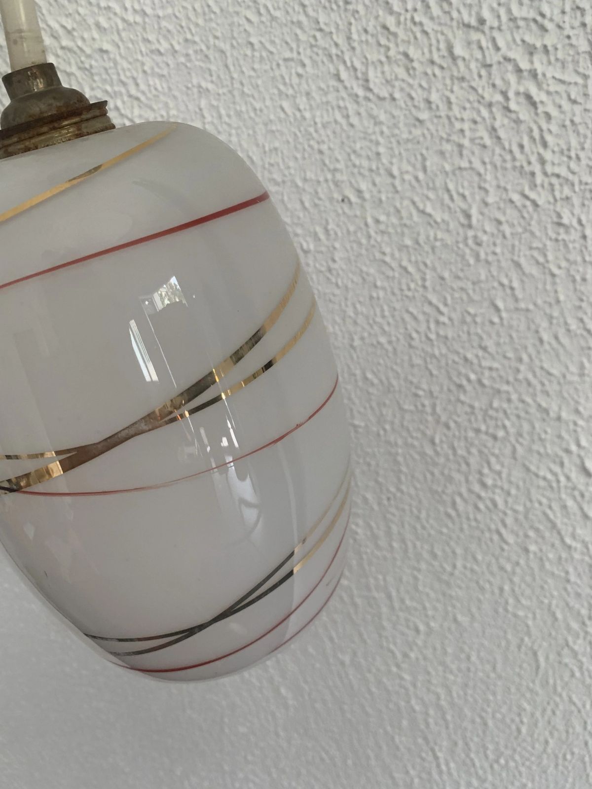 photo furniture Vintage 1960s Red And Gold Opaline Glass Pendant Light   16 X 11 Cm