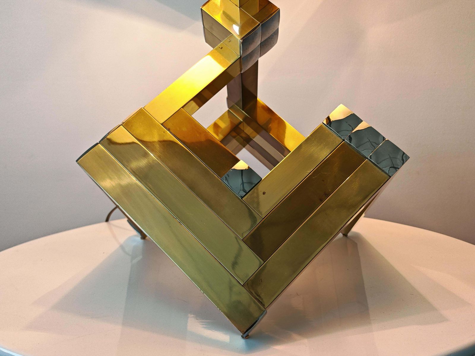 Monumental Mid Century Sculptural Table Lamps Attr. To Willy Rizzo, Italy 1970s photo 6952.0