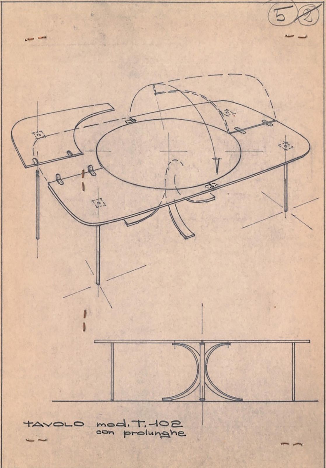 photo furniture Osvaldo Borsani For Tecno Round Dining Table "T41". Italy 1958