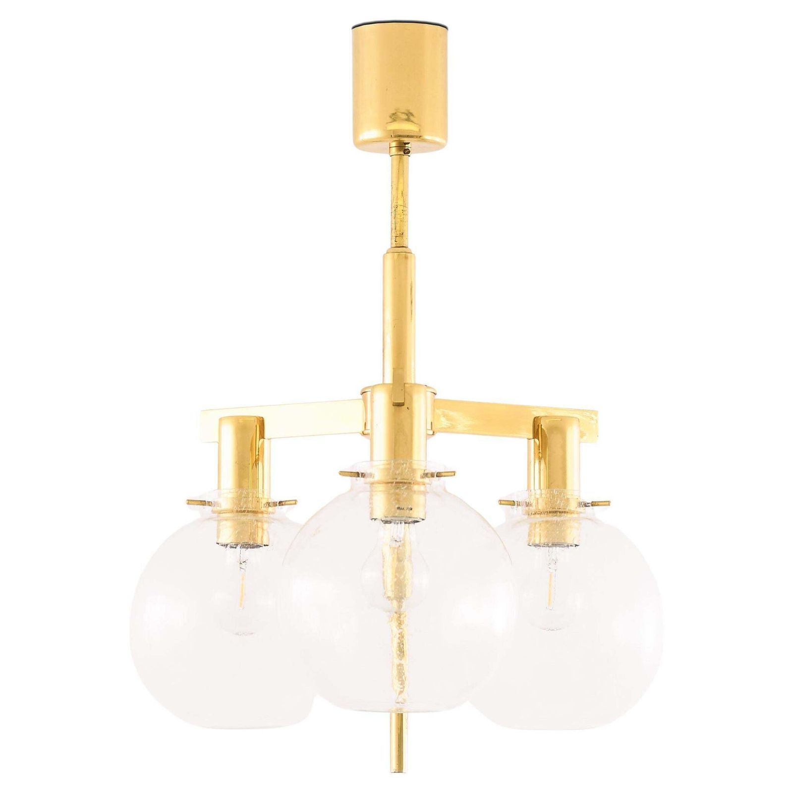 Ceiling Lamp In Brass And Glass By Hans Agne Jakobsson, 1950s