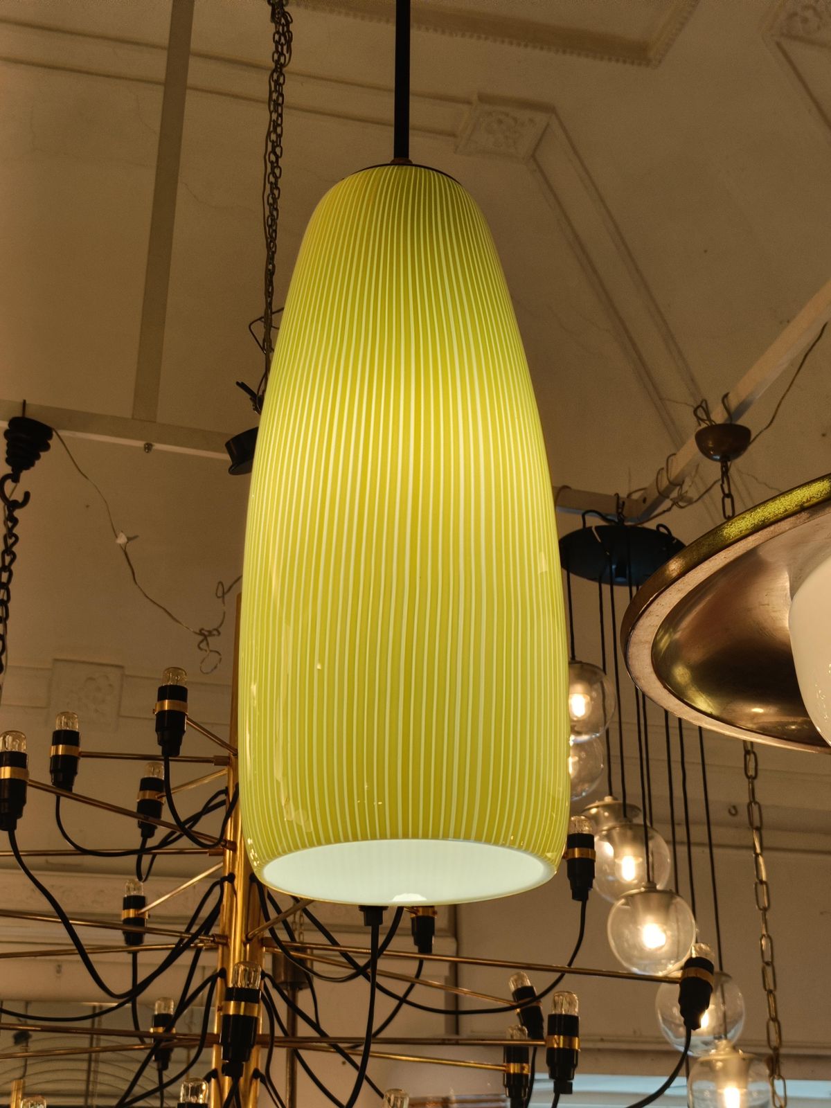 Massimo Vignelli For Venini Yellow Murano Glass Chandelier "4035," Italy photo Lighting