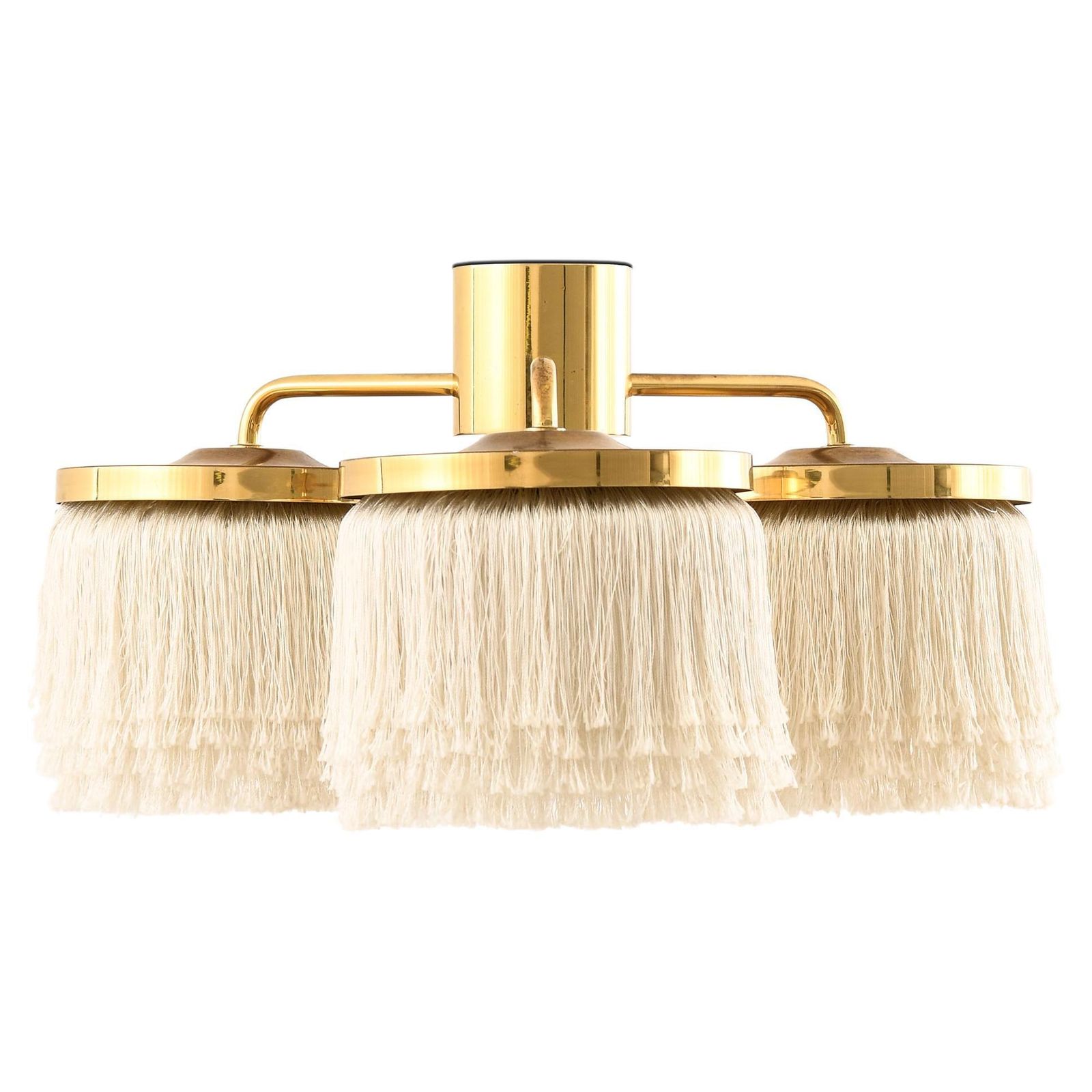 Set Of 2 Ceiling Lamps In Brass And Silk By Hans Agne Jakobsson, 1960s
