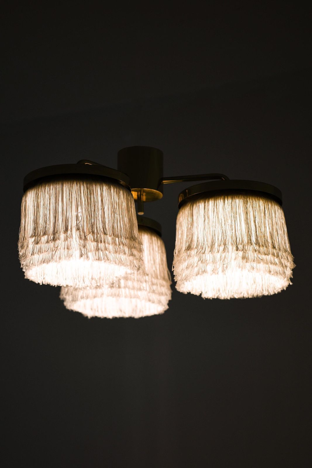 Set Of 2 Ceiling Lamps In Brass And Silk By Hans Agne Jakobsson, 1960s photo 5975.0