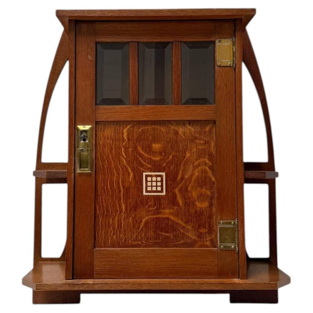 Arts & Crafts Wall Cabinet In Oak By Onder Den Sint Maarten, 1900s