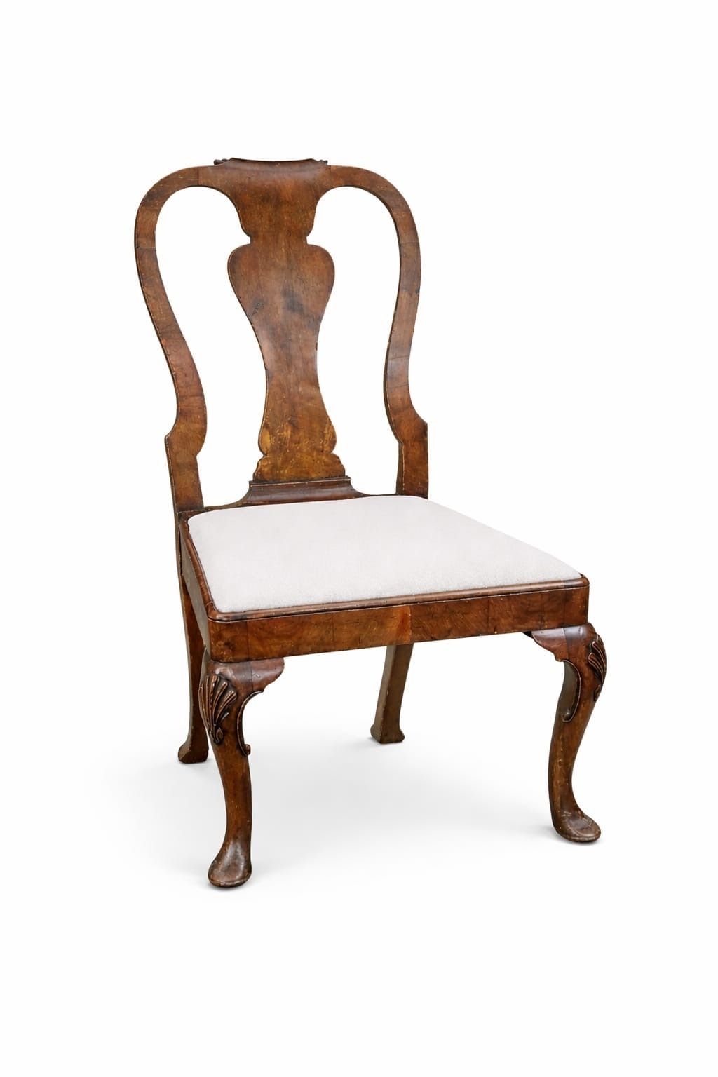 A Set Of 4 Antique Queen Ann Style Walnut Side Chairs photo 2070.0