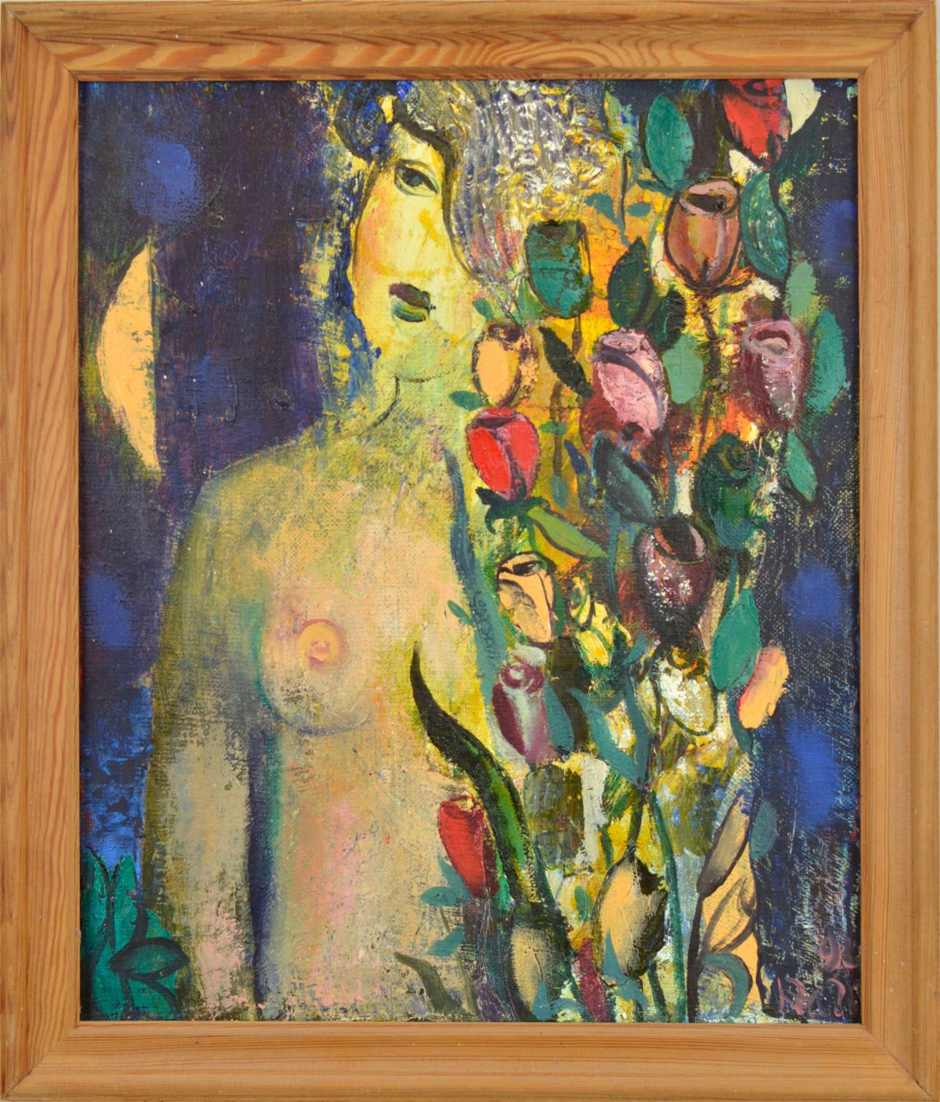Rudolfs Pinnisunder The Moonlight. By Kristaps Zarins. 1992. Oil On Canvas. 40x50 Cm. Signed1992 photo furniture
