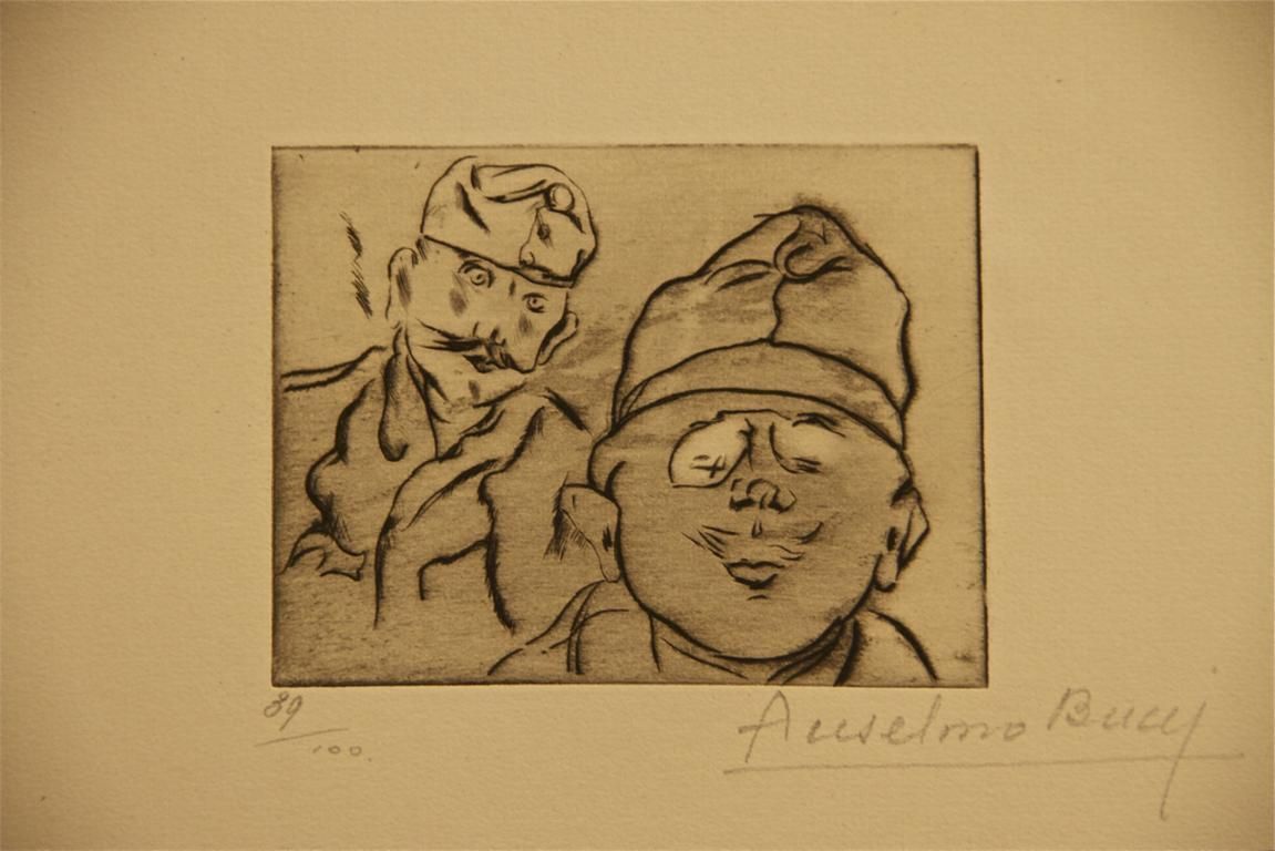 Anselmo Bucciotto And Otto   Etching By Anselmo Bucci   19171917