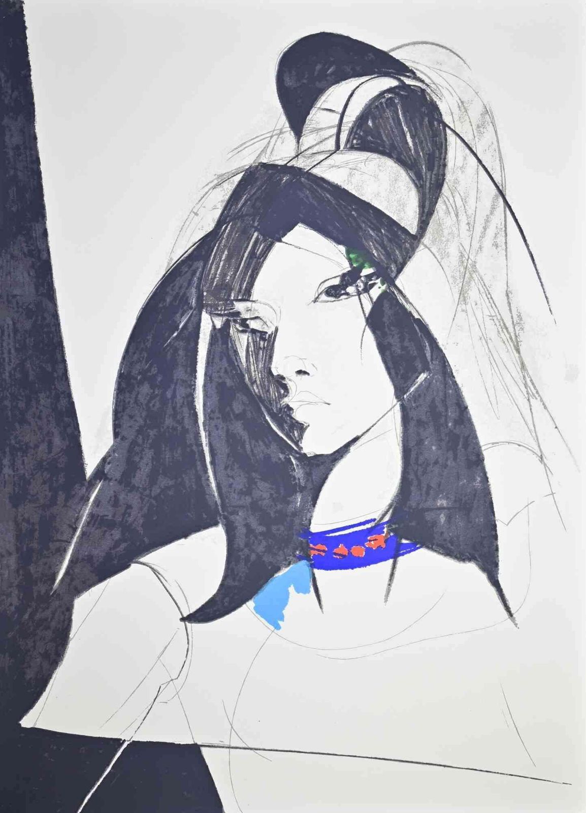 Sandro Trottiyoung Woman   Lithograph By Sandro Trotti   19801980