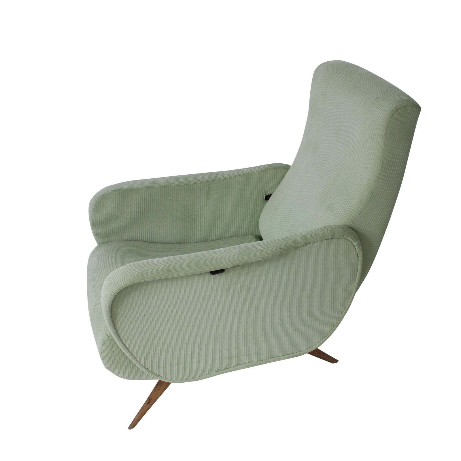 Aqua Green Ribbed Reclining Armchair, Italy, 1950. photo buy