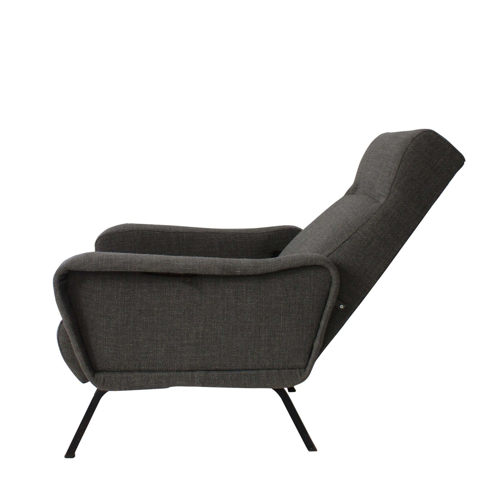 Mid Century Modern Reclining Armchair In Gray Fabric, Italy, 1950 photo 1260.0